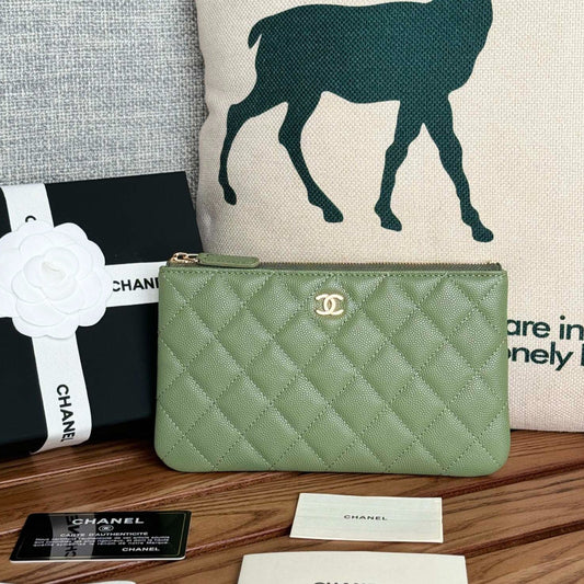 cc zipped wallet 20cm green quilted caviar gold hardware mysite