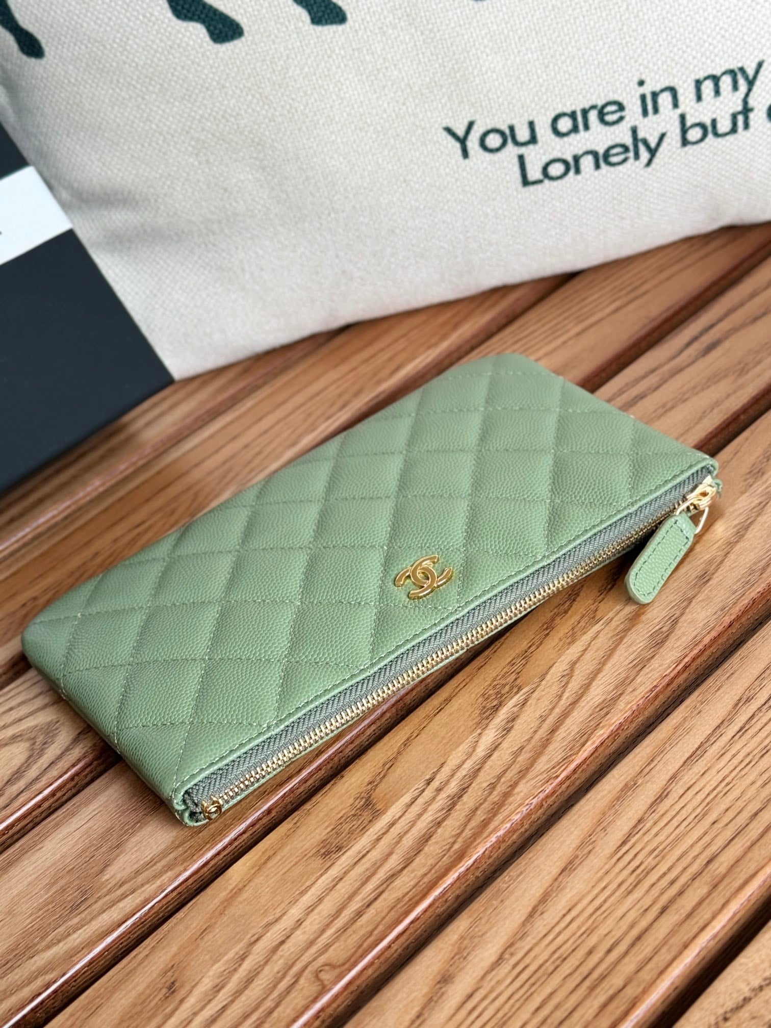 cc zipped wallet 20cm green quilted caviar gold hardware mysite