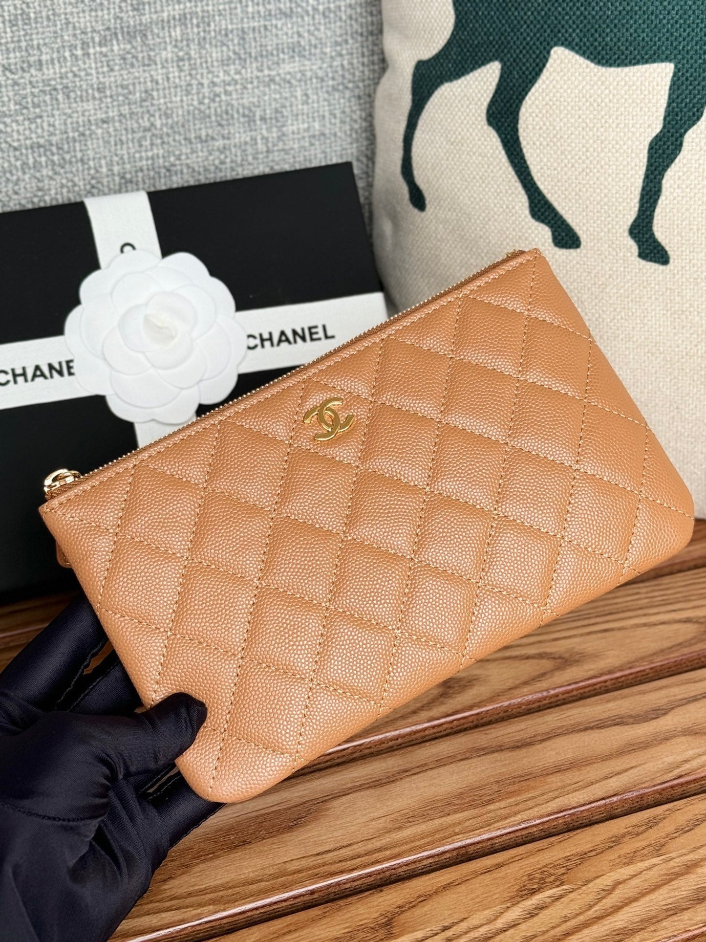 cc zipped wallet 20cm brown quilted caviar gold hardware mysite
