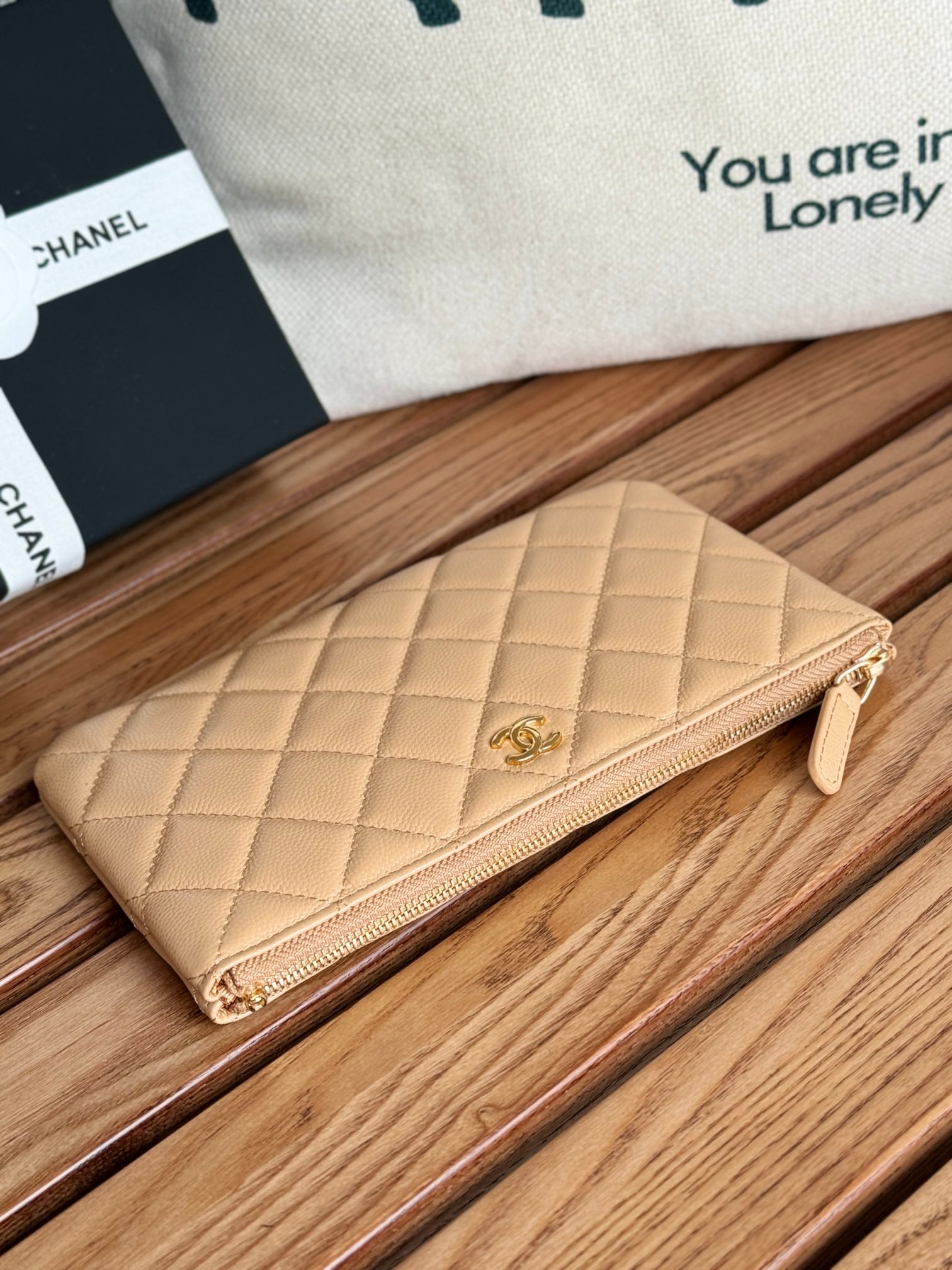 cc zipped wallet 20cm dark beige quilted caviar gold hardware mysite