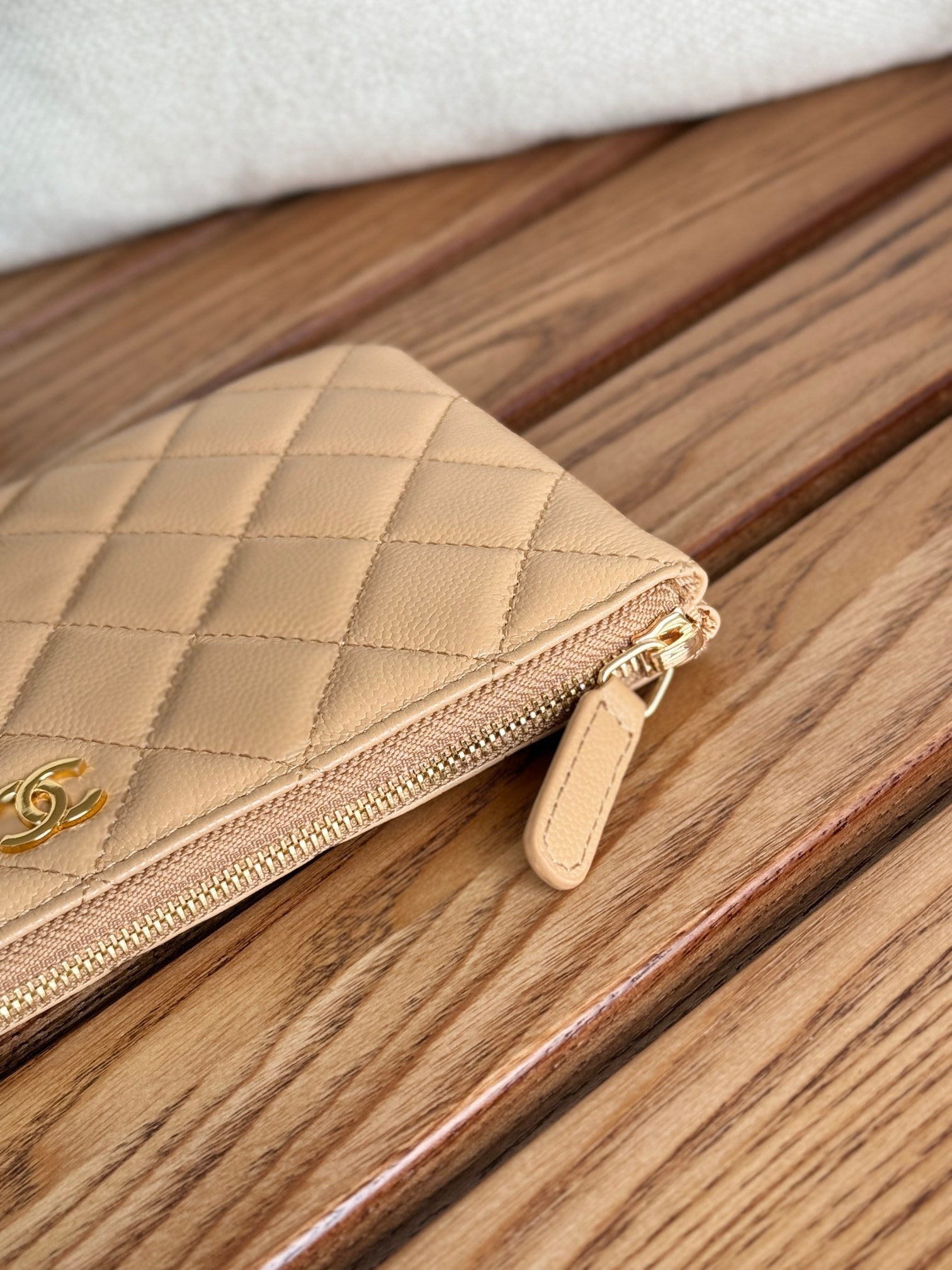 cc zipped wallet 20cm dark beige quilted caviar gold hardware mysite