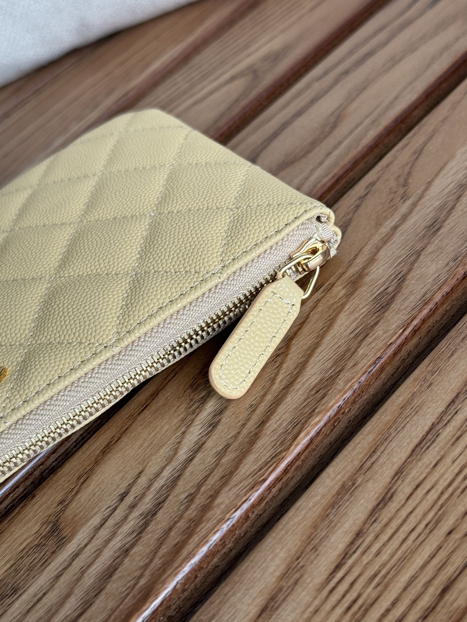 cc zipped wallet 20cm light yellow quilted caviar gold hardware mysite
