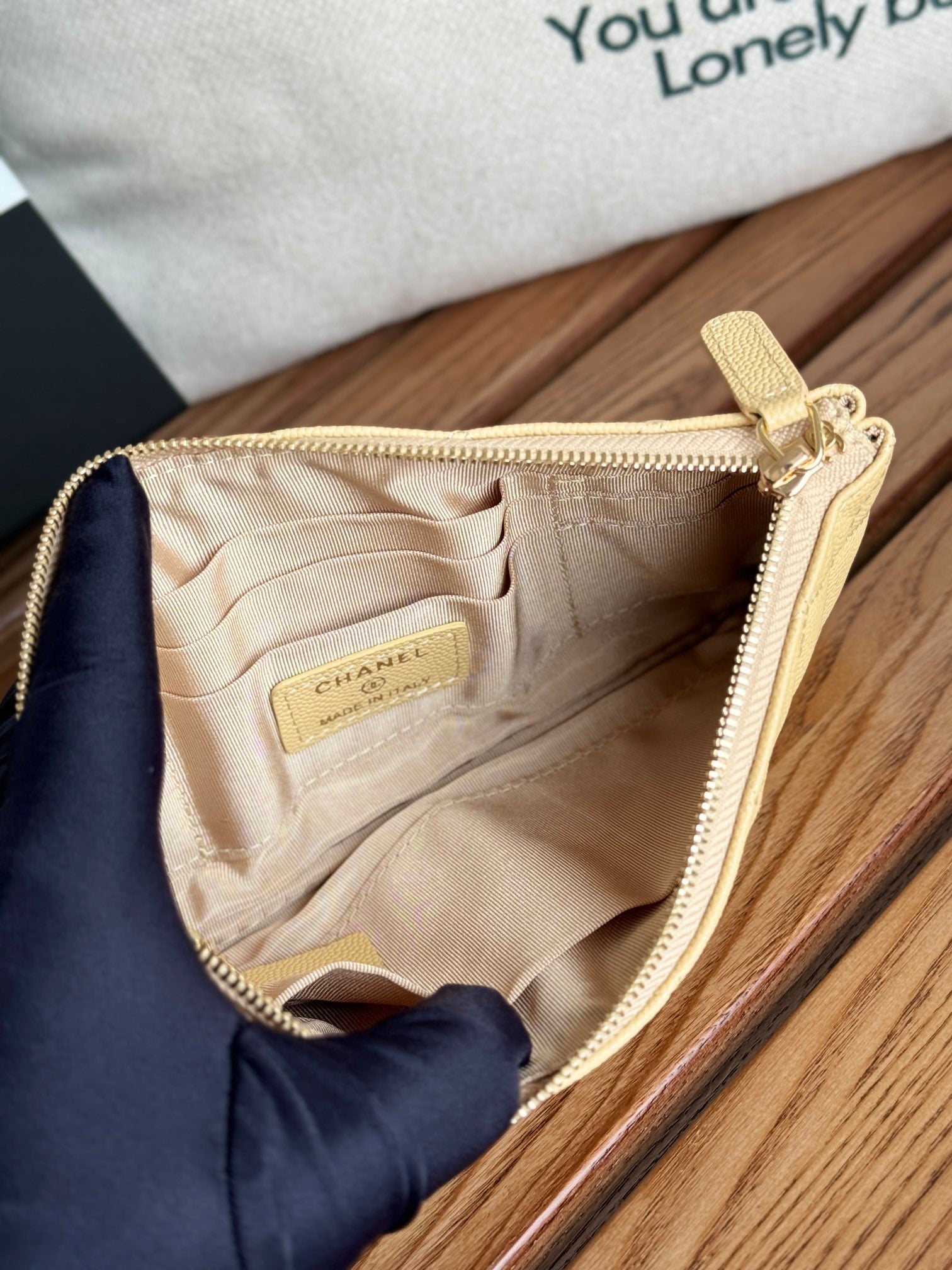 cc zipped wallet 20cm light yellow quilted caviar gold hardware mysite