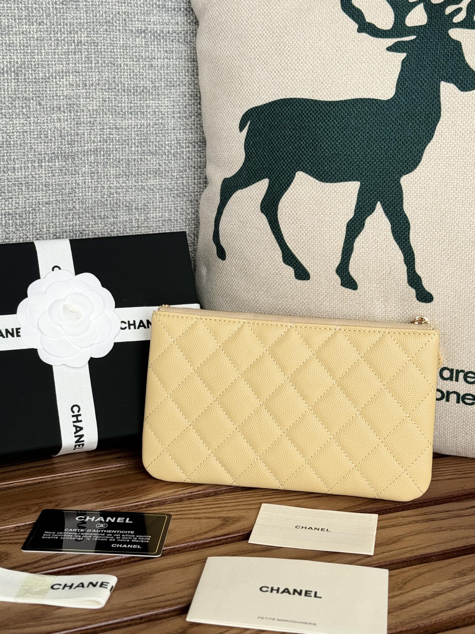 cc zipped wallet 20cm light yellow quilted caviar gold hardware mysite