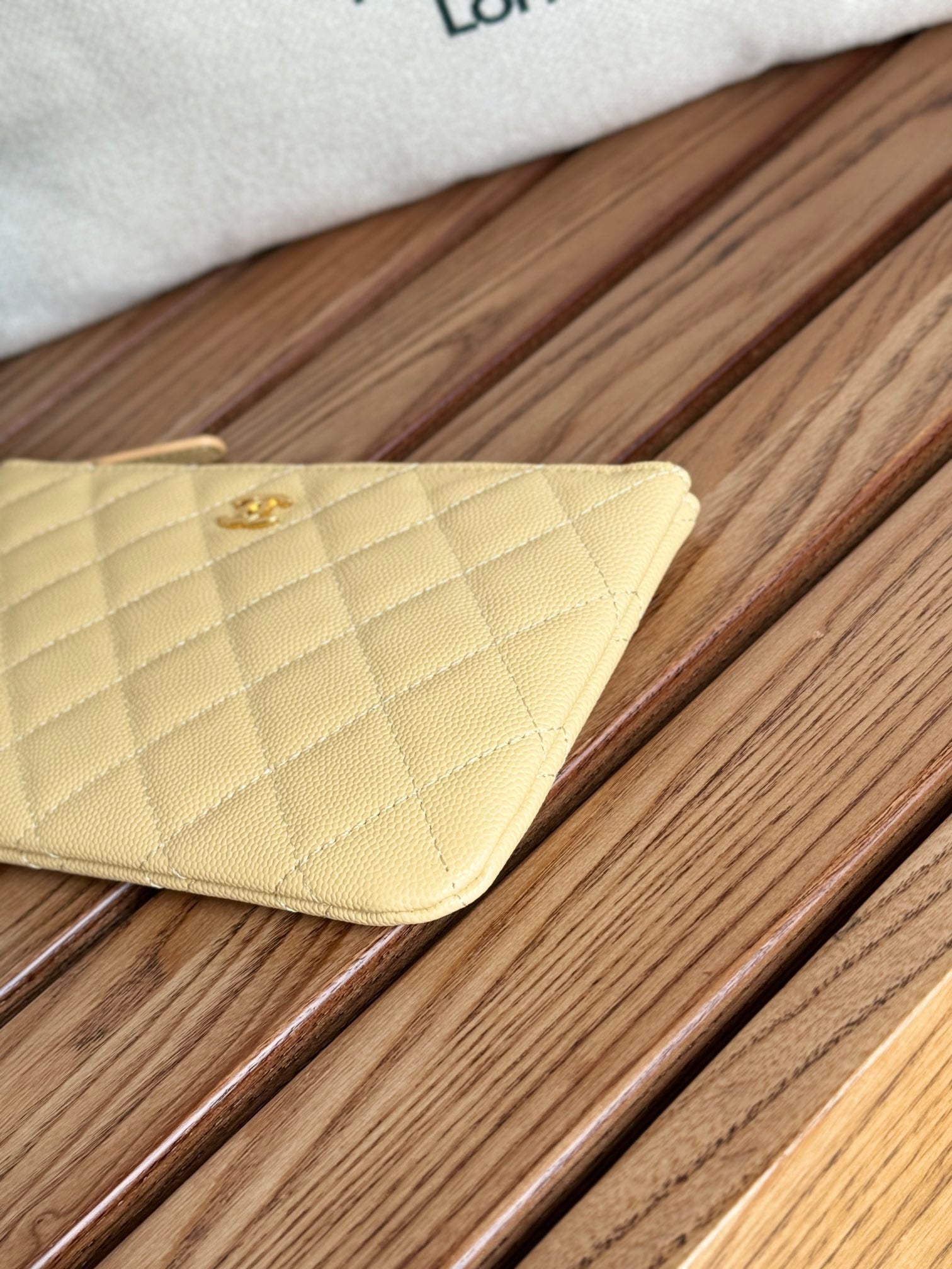 cc zipped wallet 20cm light yellow quilted caviar gold hardware mysite