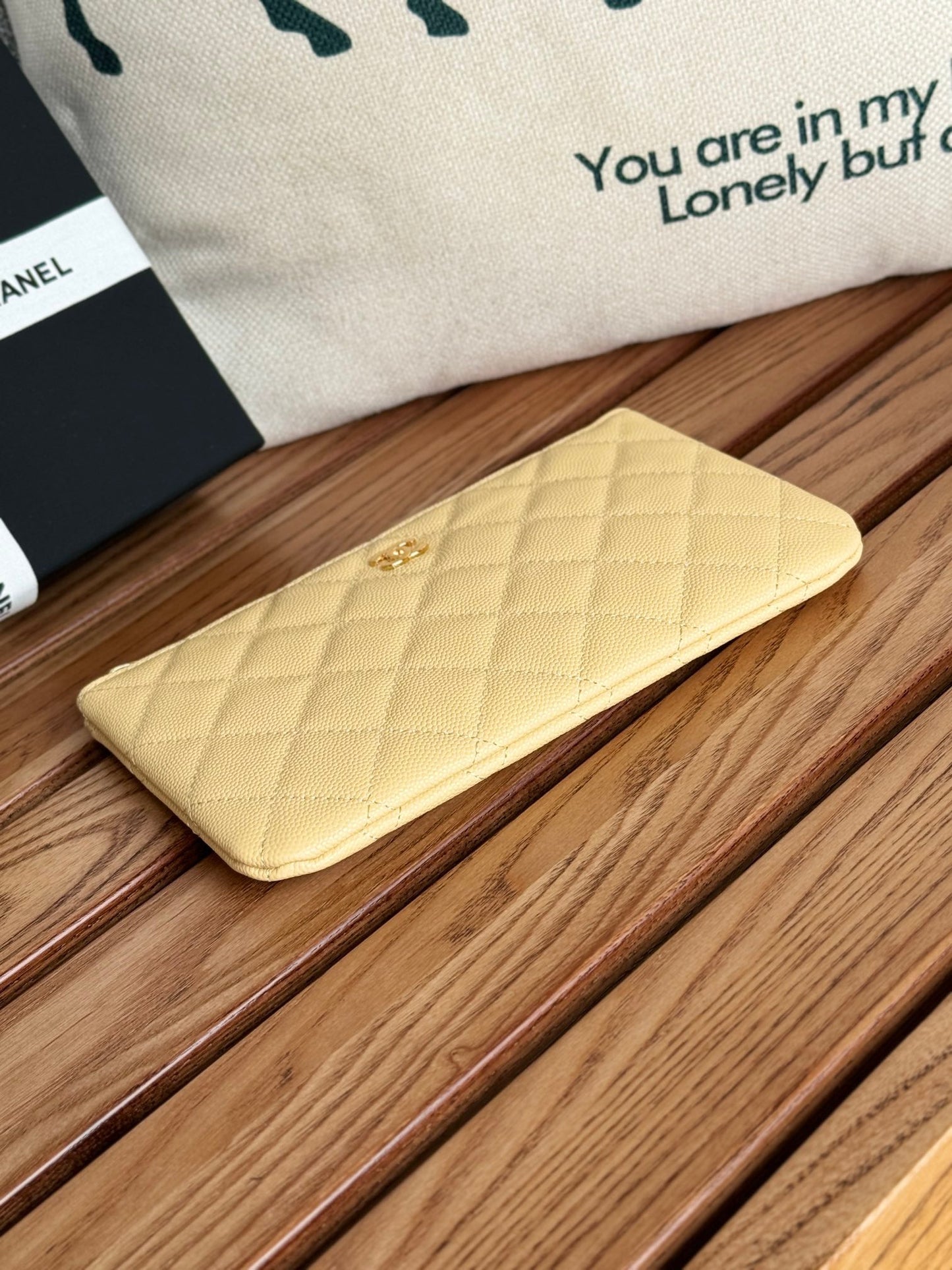 cc zipped wallet 20cm light yellow quilted caviar gold hardware mysite