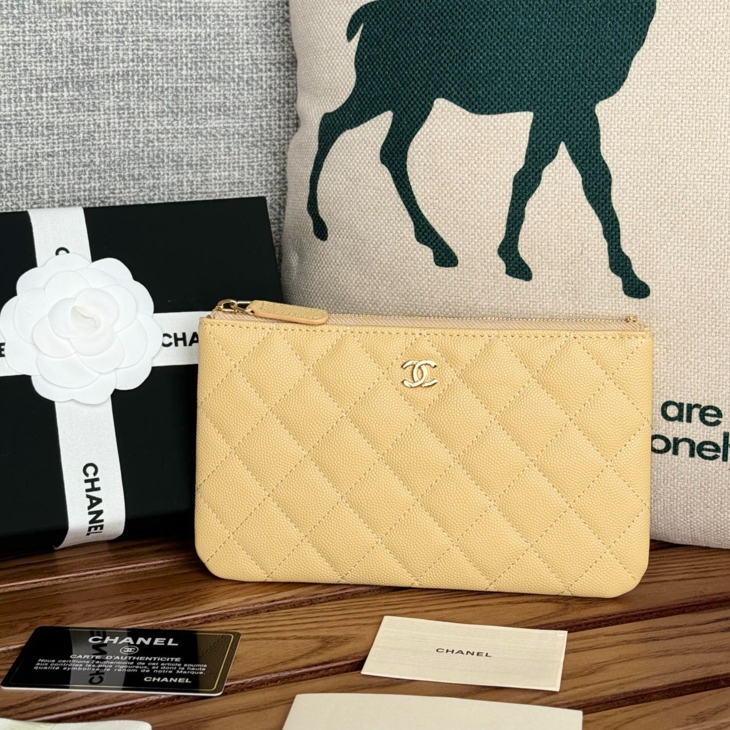 cc zipped wallet 20cm light yellow quilted caviar gold hardware mysite