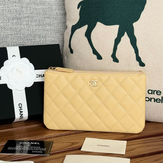 cc zipped wallet 20cm light yellow quilted caviar gold hardware mysite