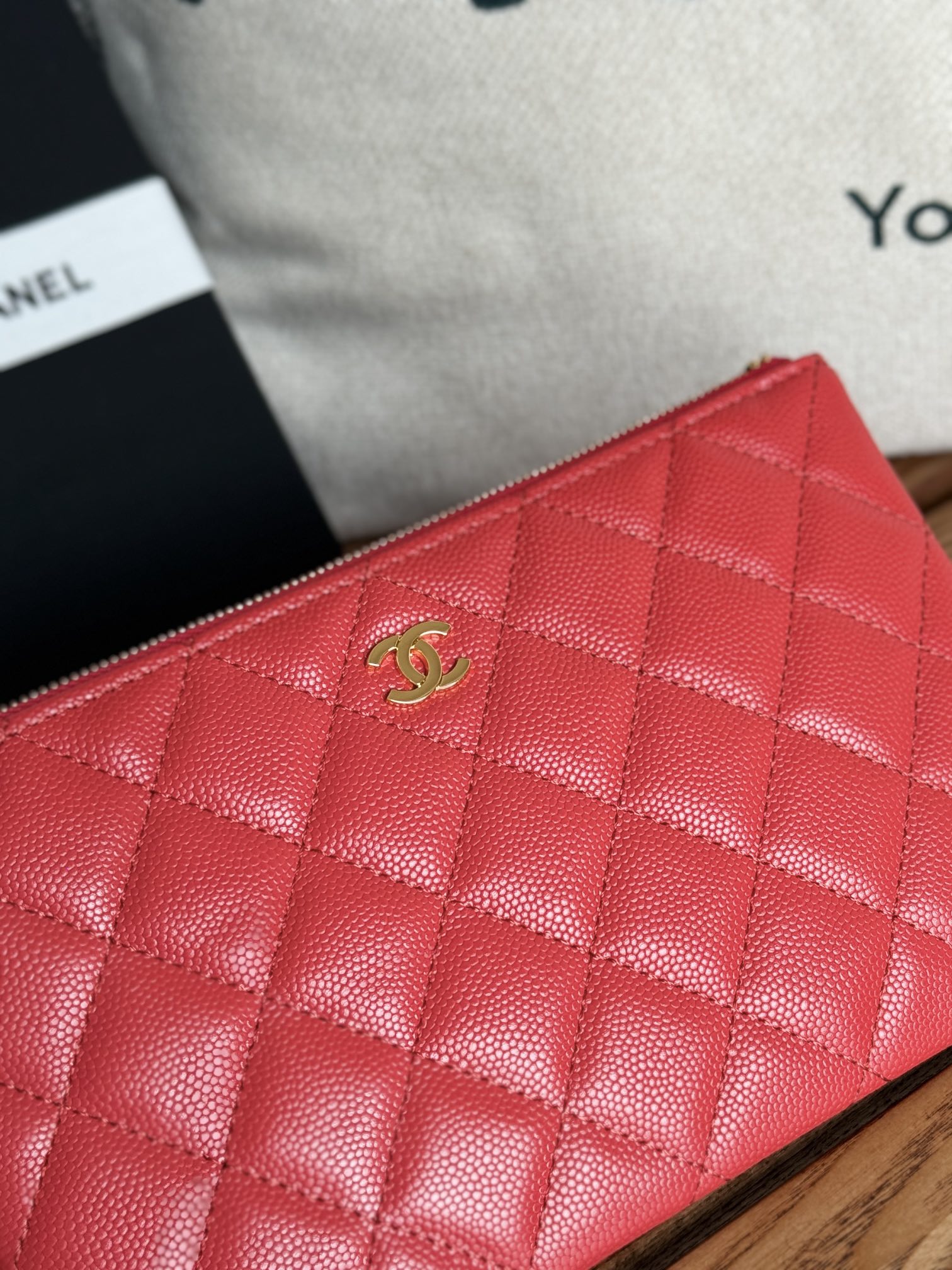 cc zipped wallet 20cm red quilted caviar gold hardware mysite