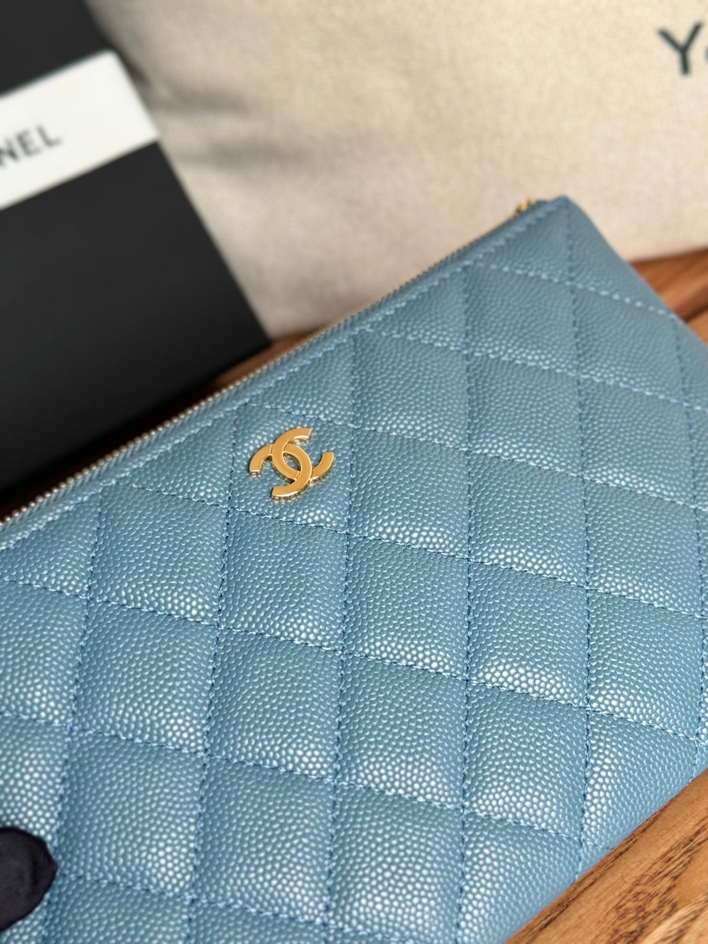 cc zipped wallet 20cm blue quilted caviar gold hardware mysite