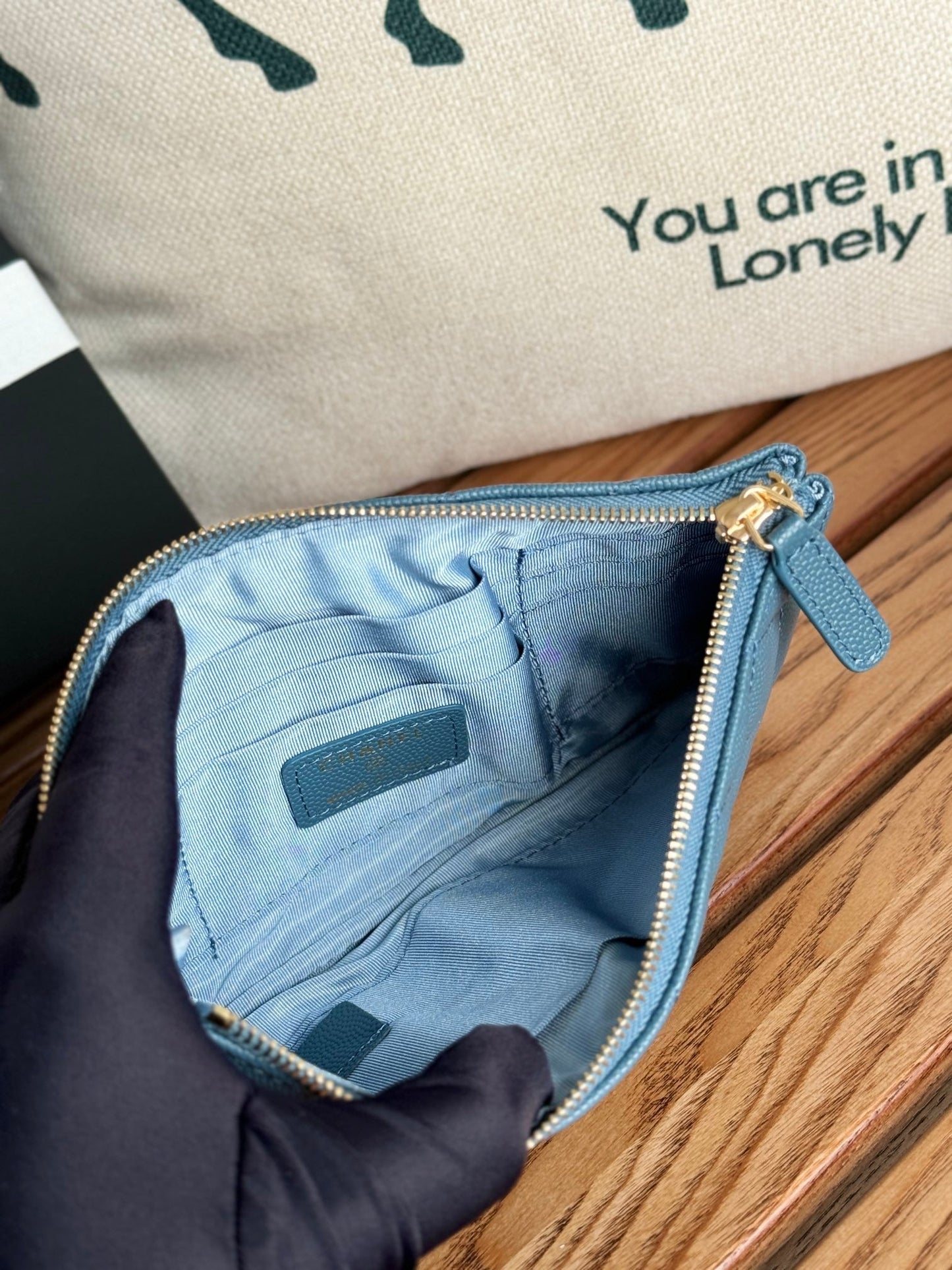 cc zipped wallet 20cm blue quilted caviar gold hardware mysite