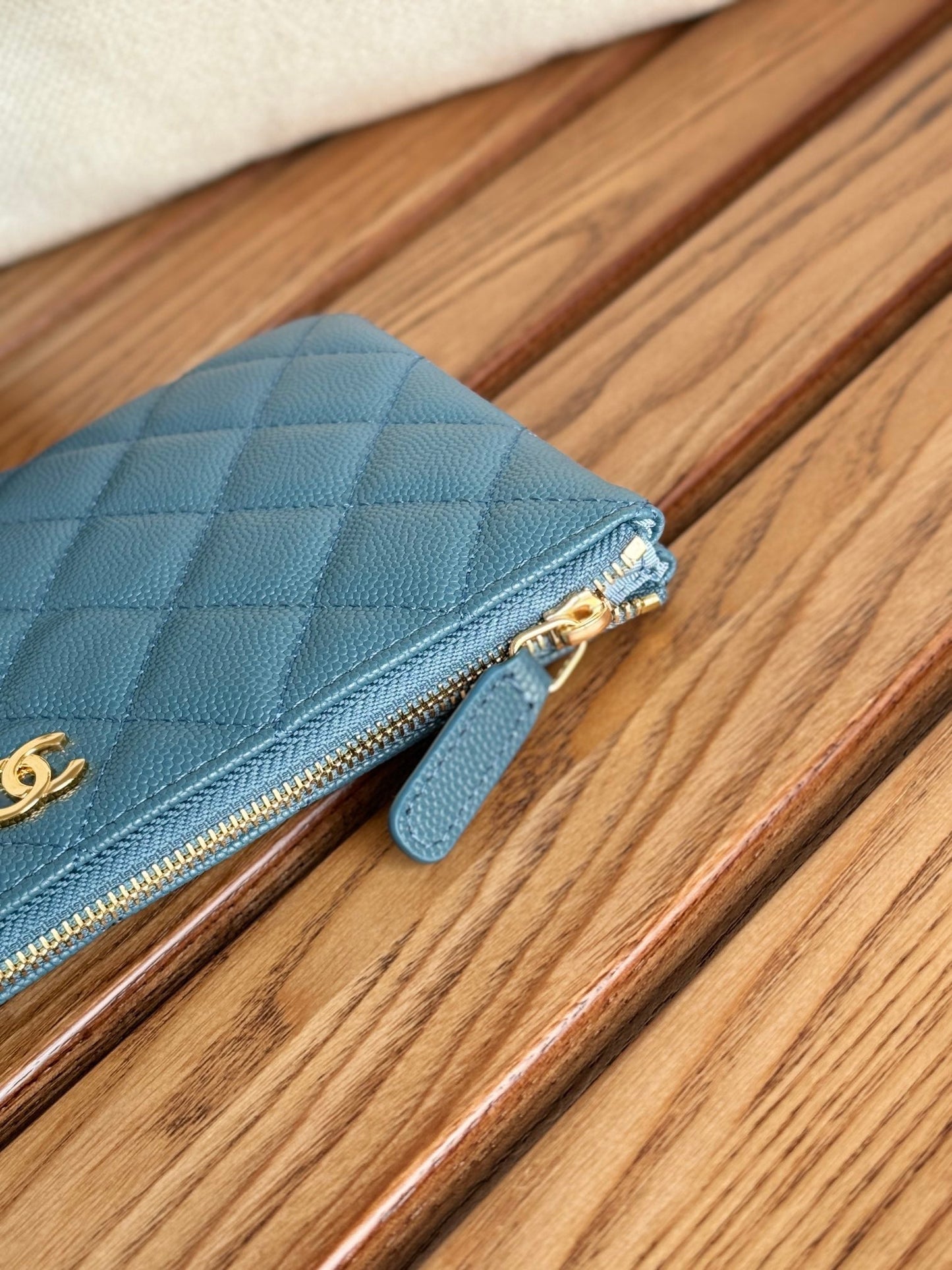 cc zipped wallet 20cm blue quilted caviar gold hardware mysite