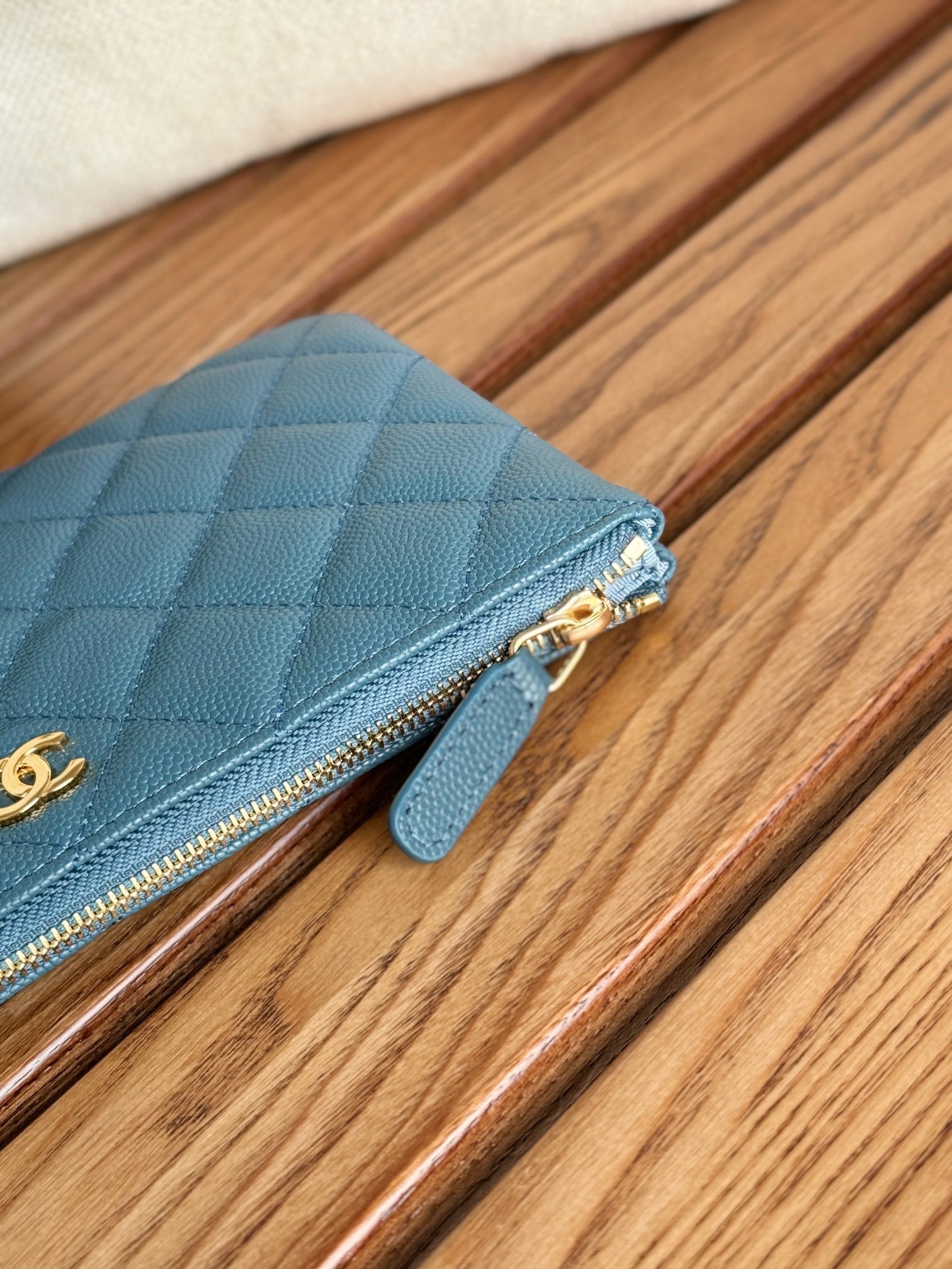 cc zipped wallet 20cm blue quilted caviar gold hardware mysite