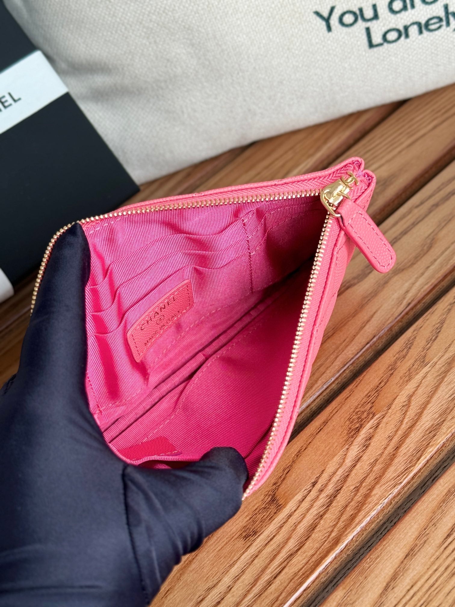 cc zipped wallet 20cm dark pink quilted caviar gold hardware mysite