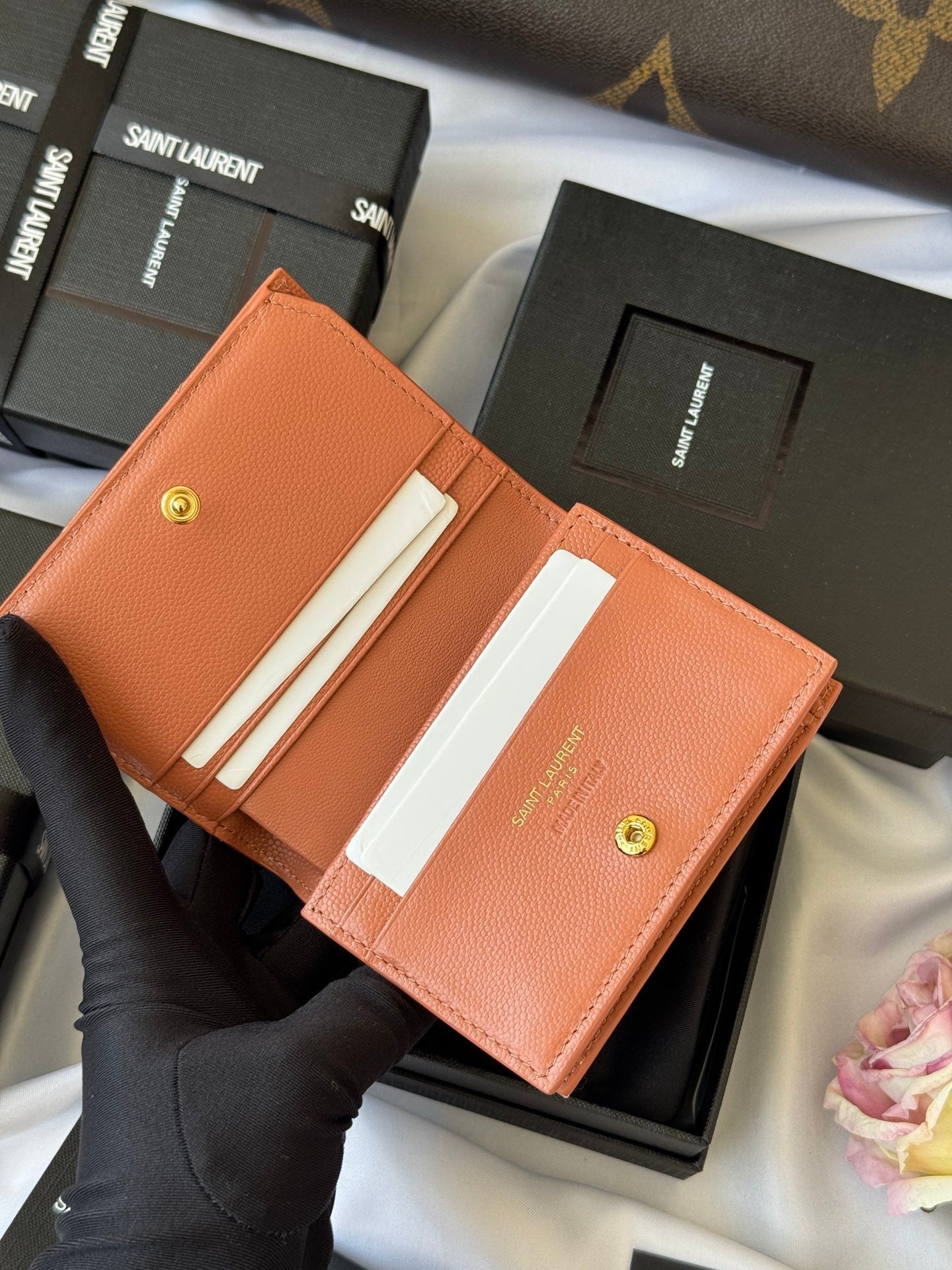 YSL Wallet Light Brown Gold Cowhide 240586 mysite