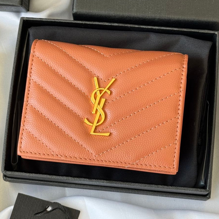 YSL Wallet Light Brown Gold Cowhide 240586 mysite