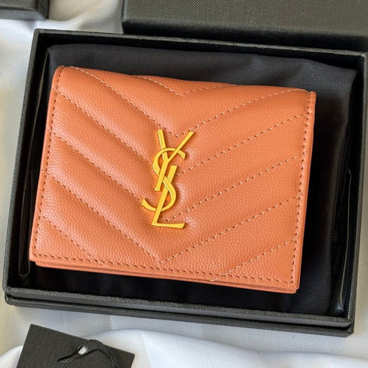 YSL Wallet Light Brown Gold Cowhide 240586 mysite