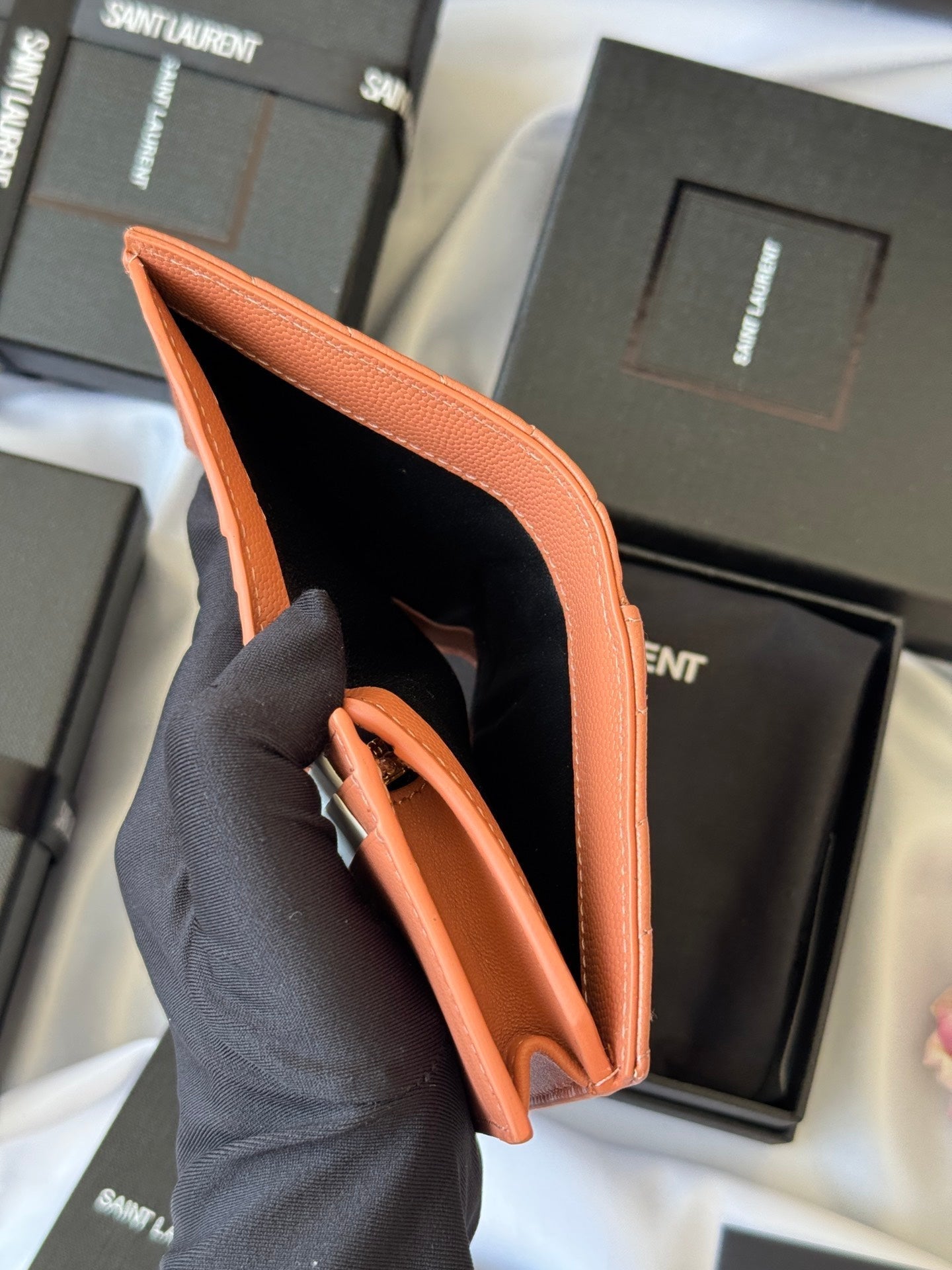 YSL Wallet Light Brown Gold Cowhide 240586 mysite