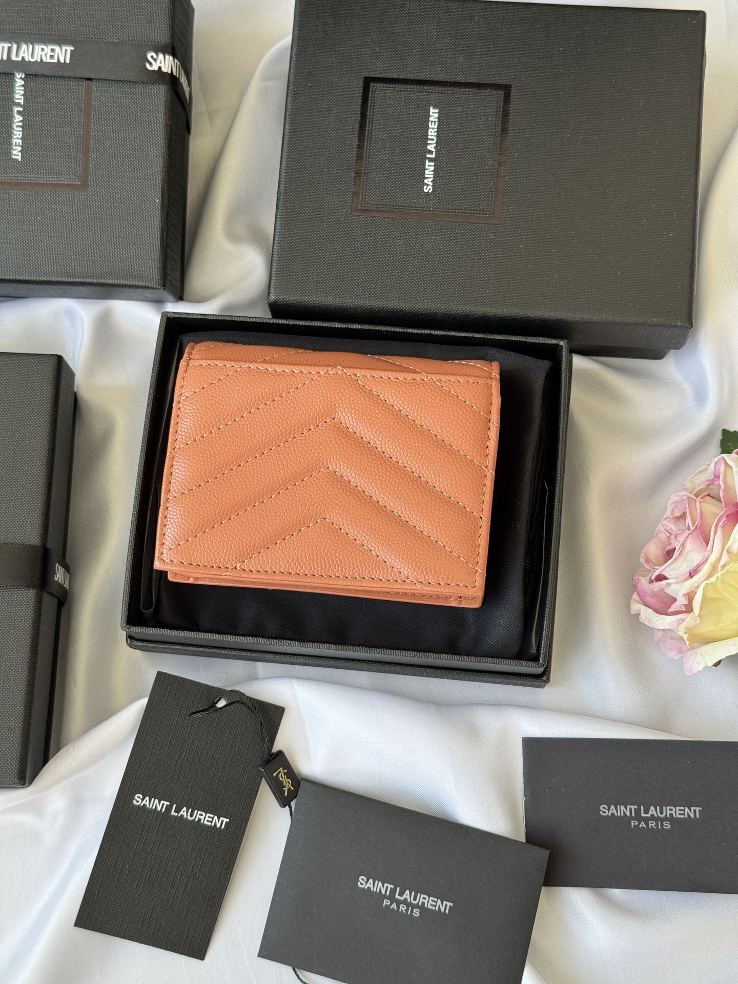 YSL Wallet Light Brown Gold Cowhide 240586 mysite