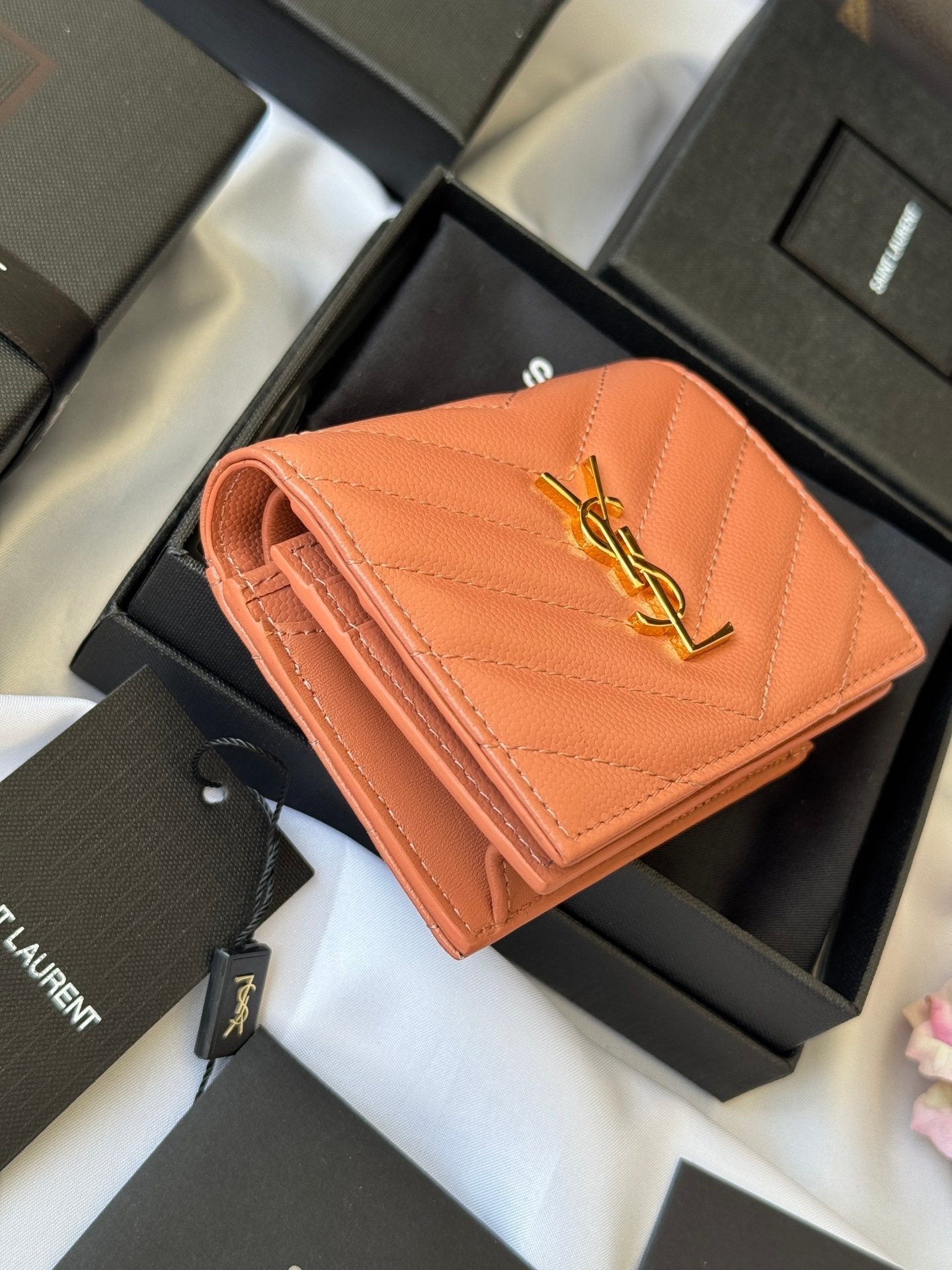 YSL Wallet Light Brown Gold Cowhide 240586 mysite