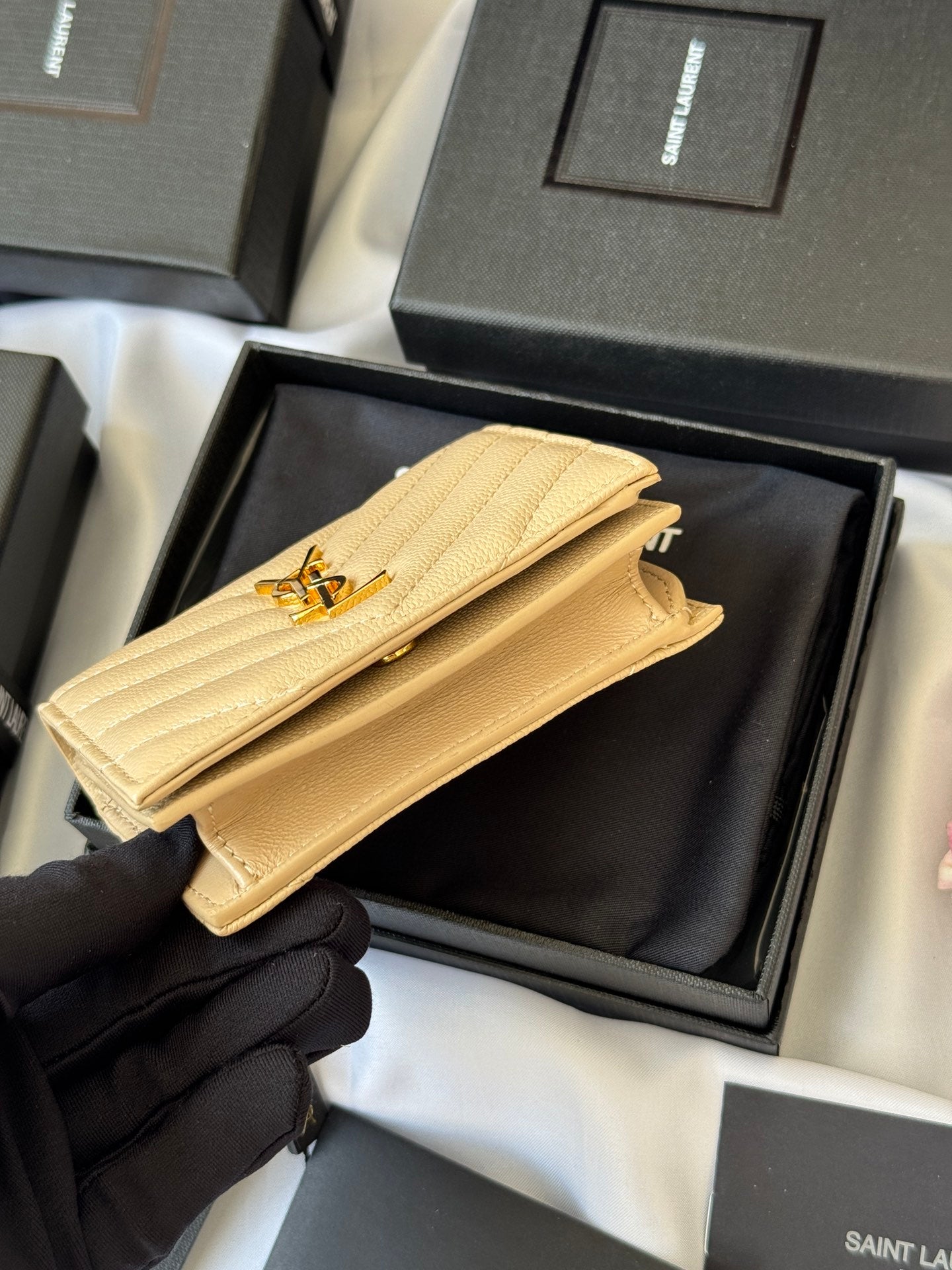 YSL Wallet Light Beige Gold Cowhide 240590 mysite
