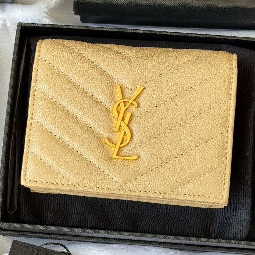 YSL Wallet Light Beige Gold Cowhide 240590 mysite