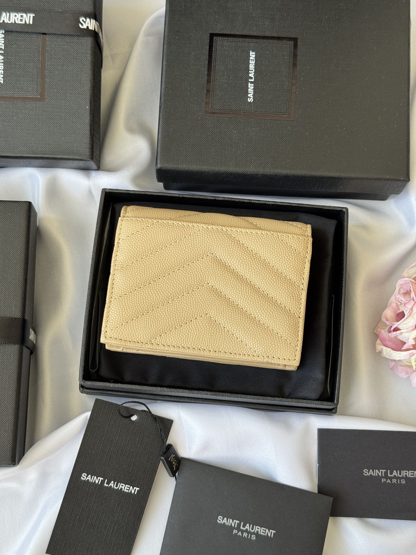 YSL Wallet Light Beige Gold Cowhide 240590 mysite