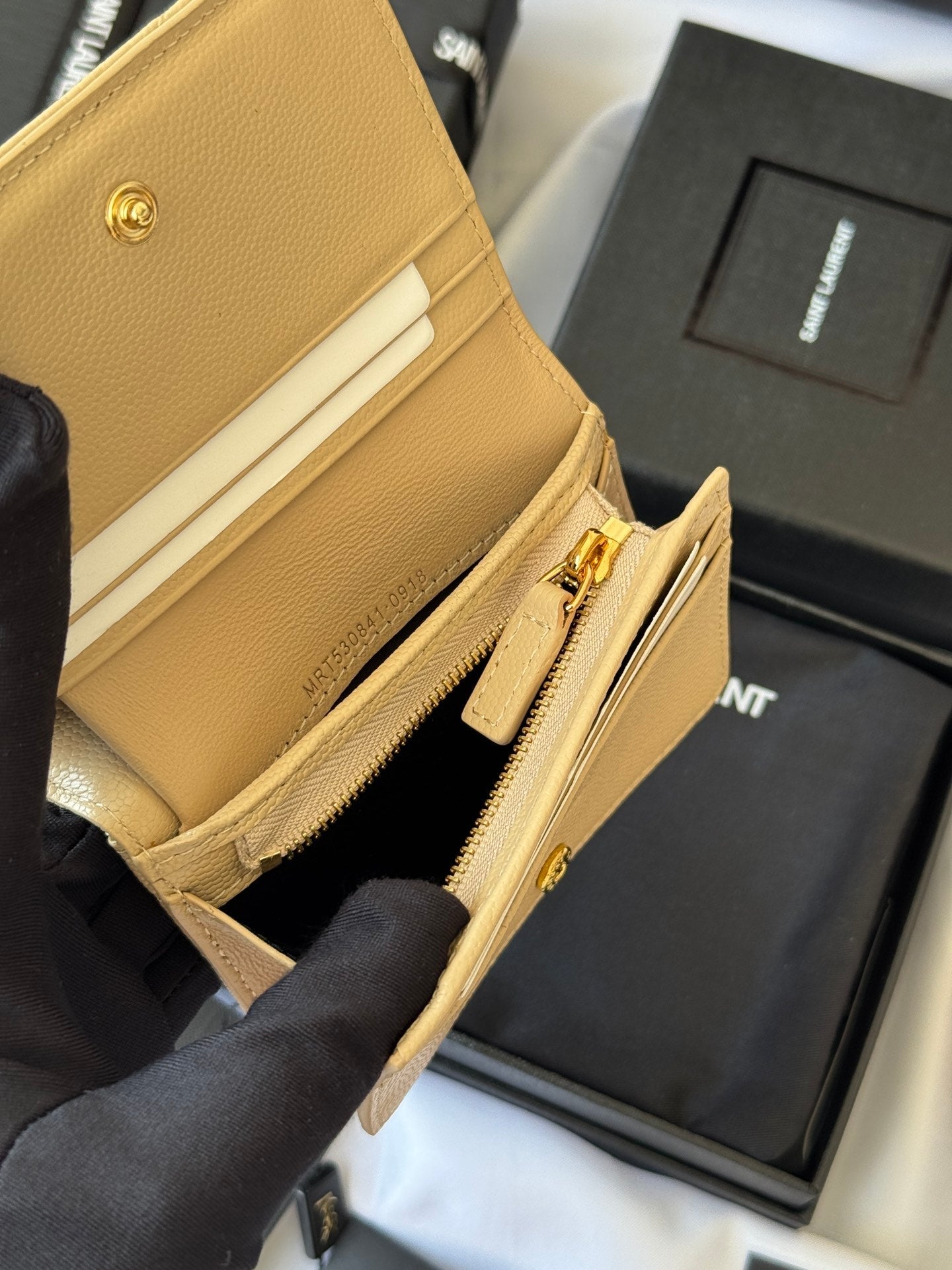 YSL Wallet Light Beige Gold Cowhide 240590 mysite