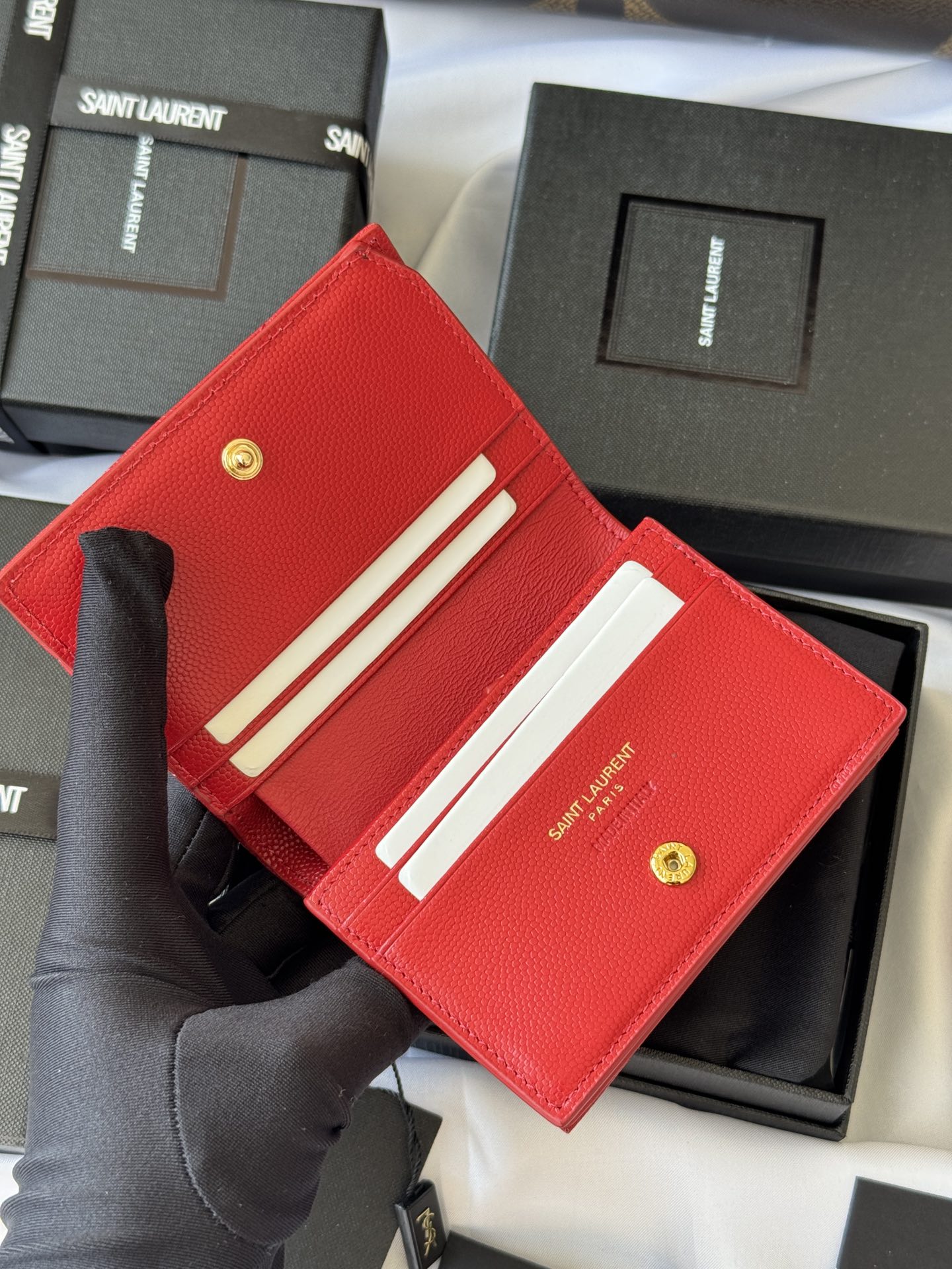 YSL Wallet Red Gold Cowhide 240592 mysite