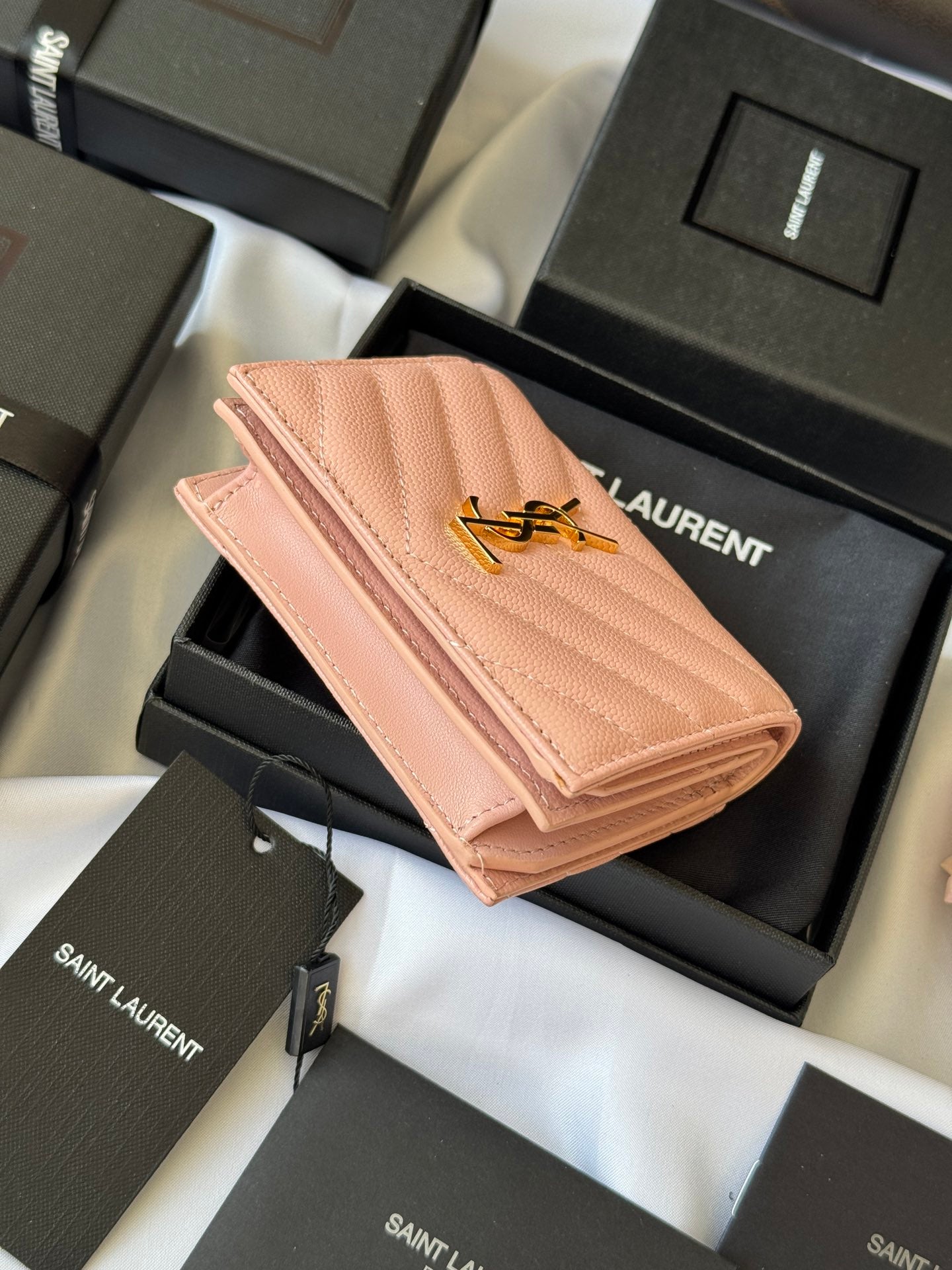 YSL Wallet Pink Gold Cowhide 240584 mysite