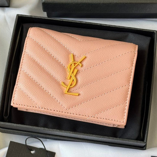YSL Wallet Pink Gold Cowhide 240584 mysite