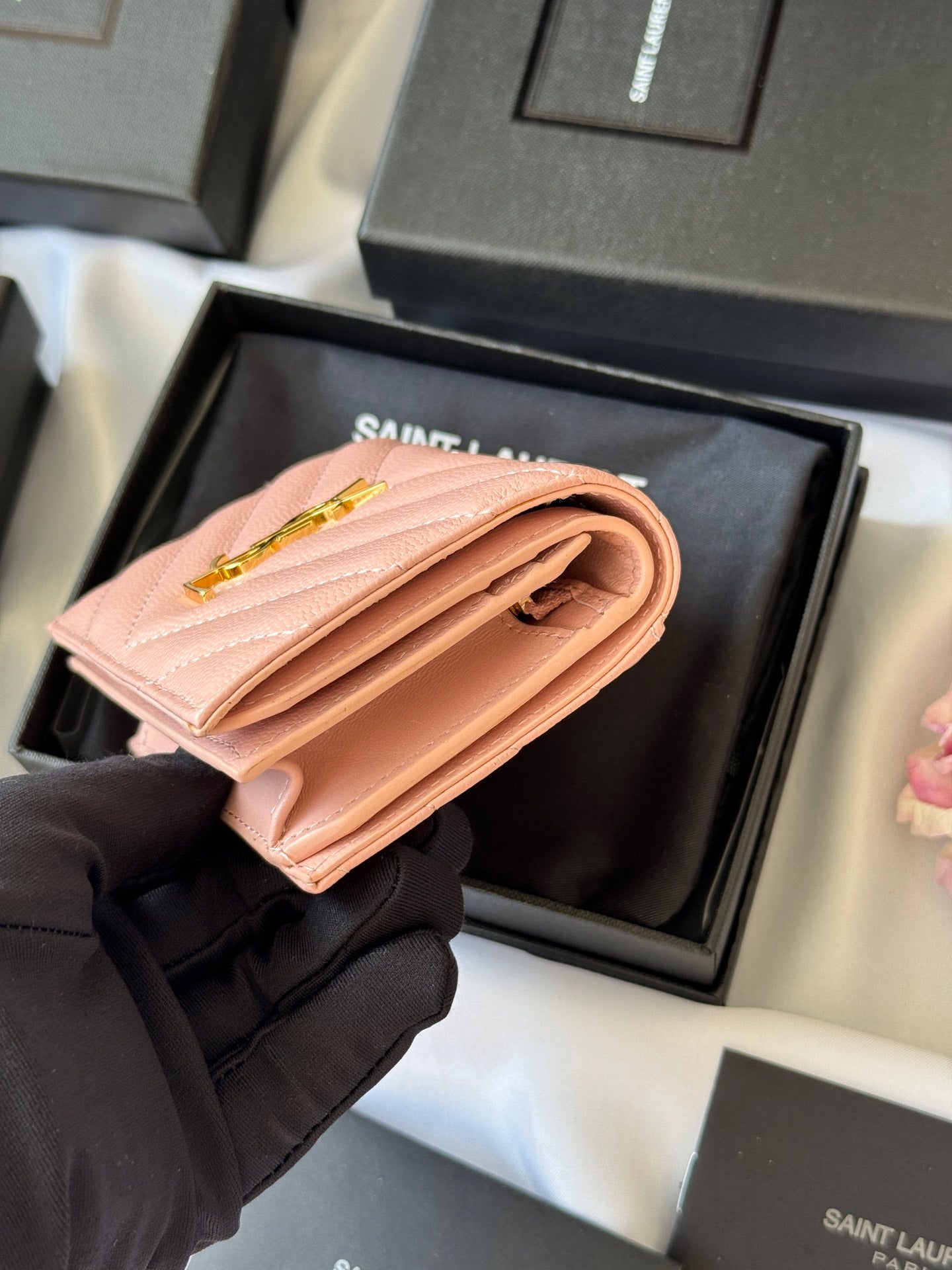 YSL Wallet Pink Gold Cowhide 240584 mysite