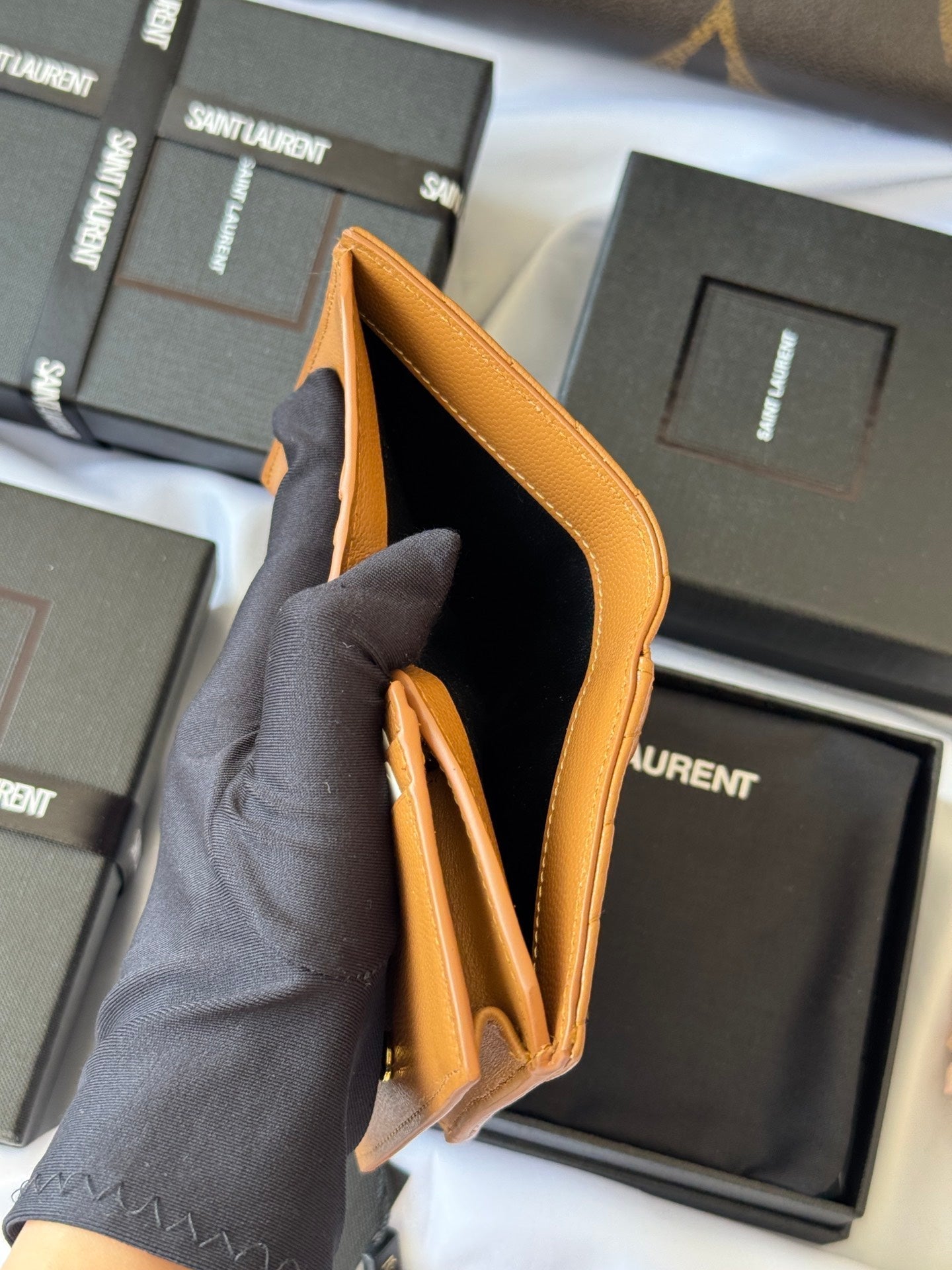 YSL Wallet Brown Gold Cowhide 240576 mysite