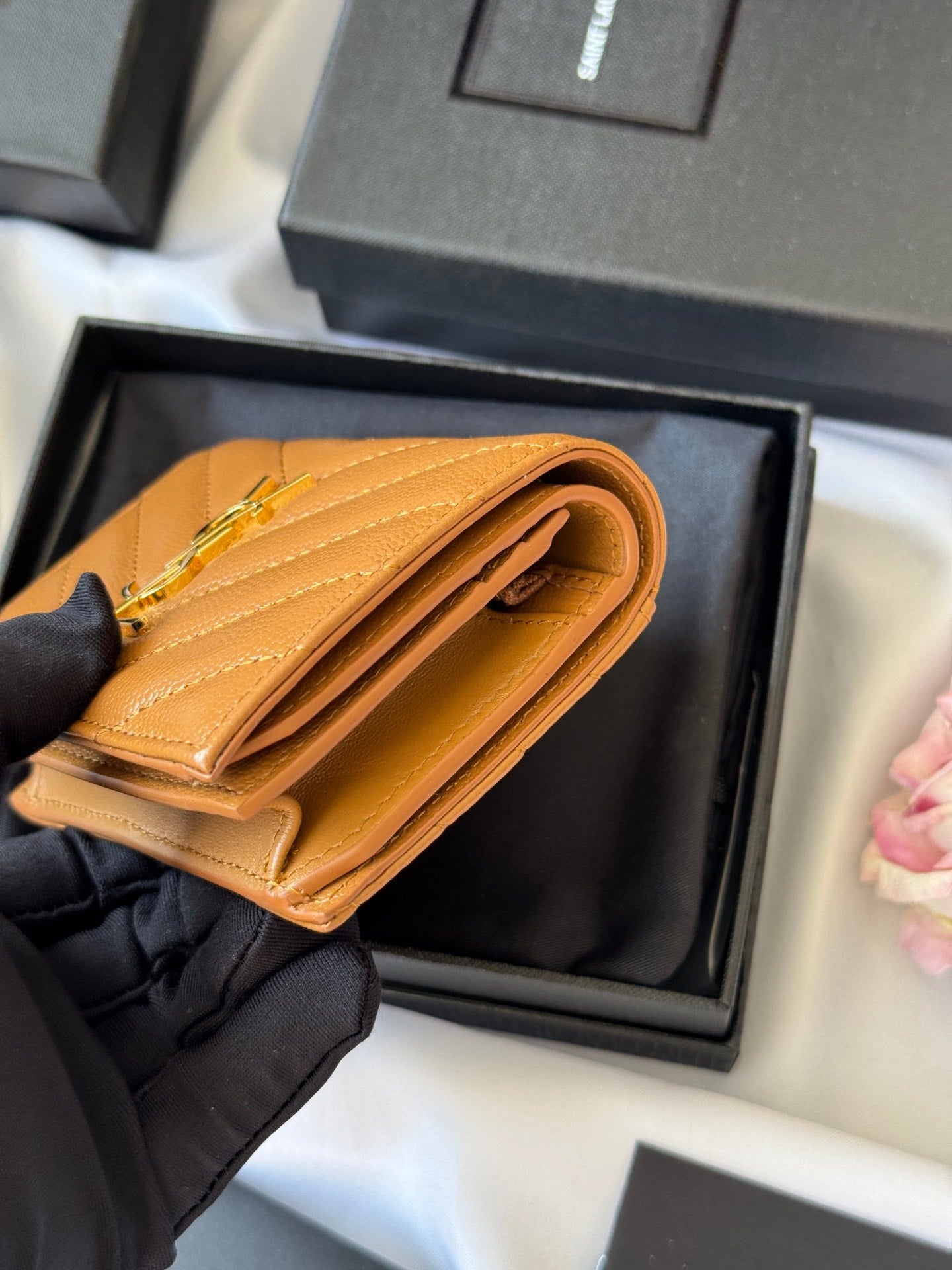 YSL Wallet Brown Gold Cowhide 240576 mysite