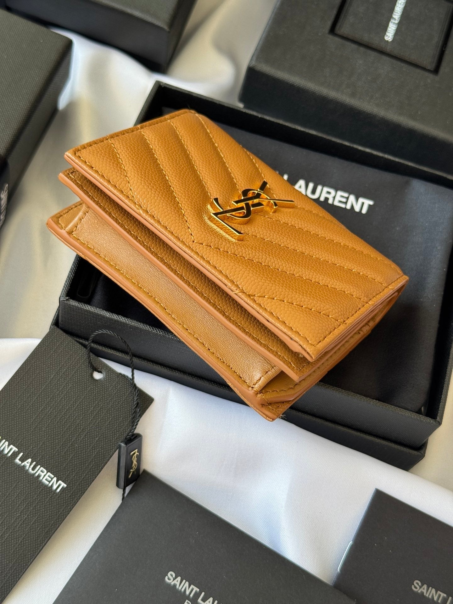 YSL Wallet Brown Gold Cowhide 240576 mysite