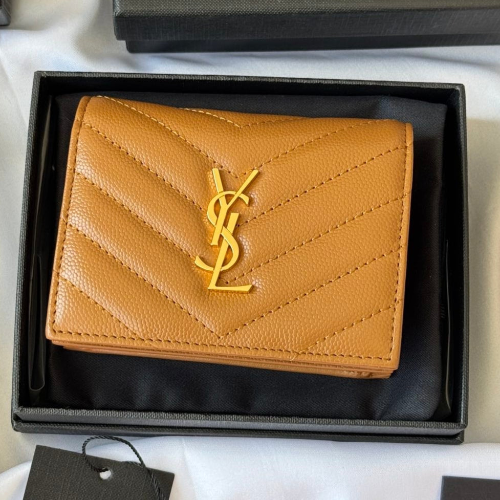 YSL Wallet Brown Gold Cowhide 240576 mysite