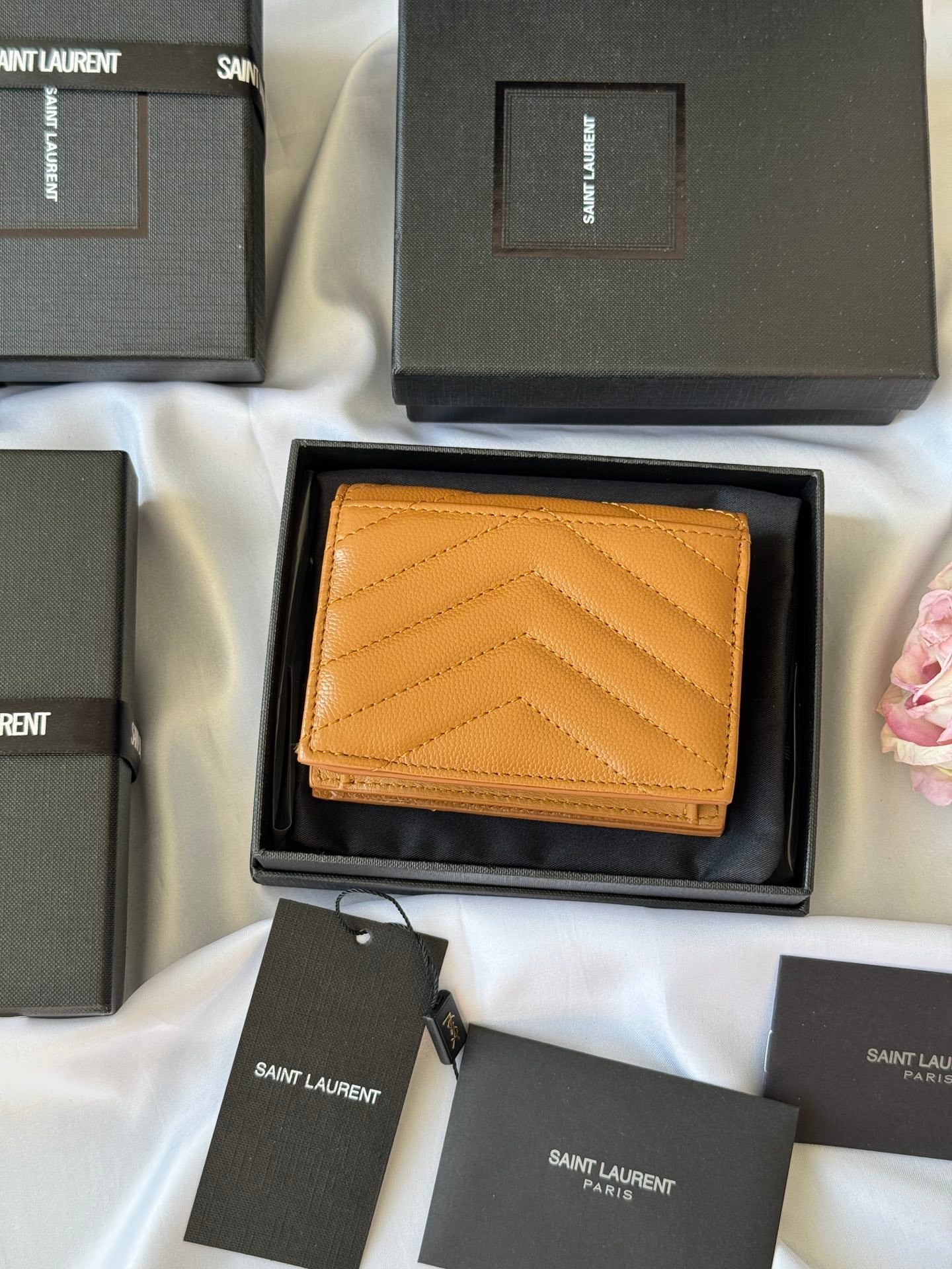 YSL Wallet Brown Gold Cowhide 240576 mysite