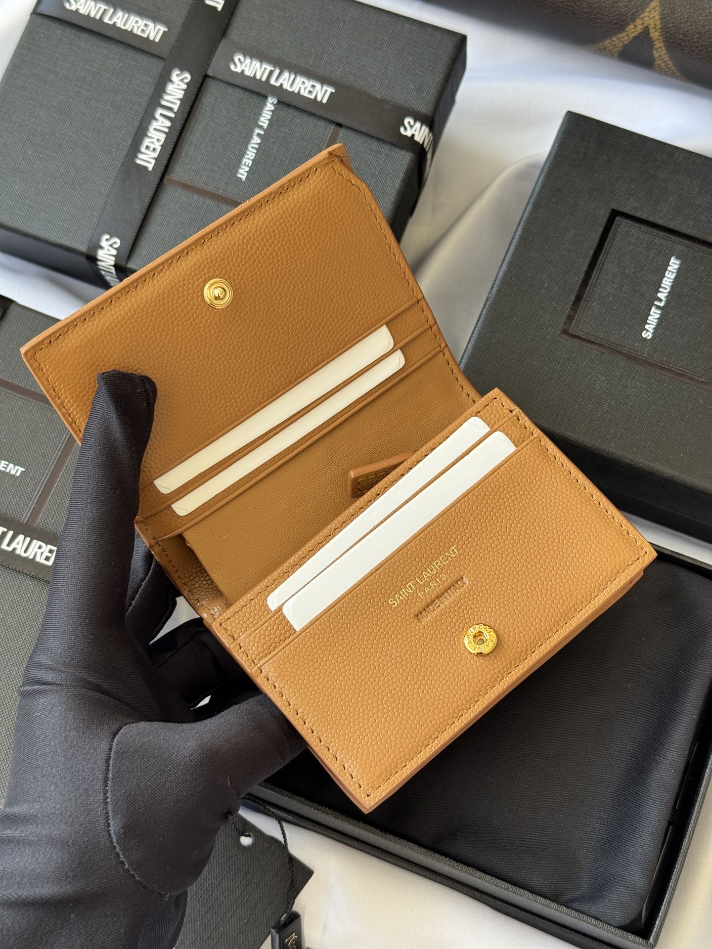 YSL Wallet Brown Gold Cowhide 240576 mysite