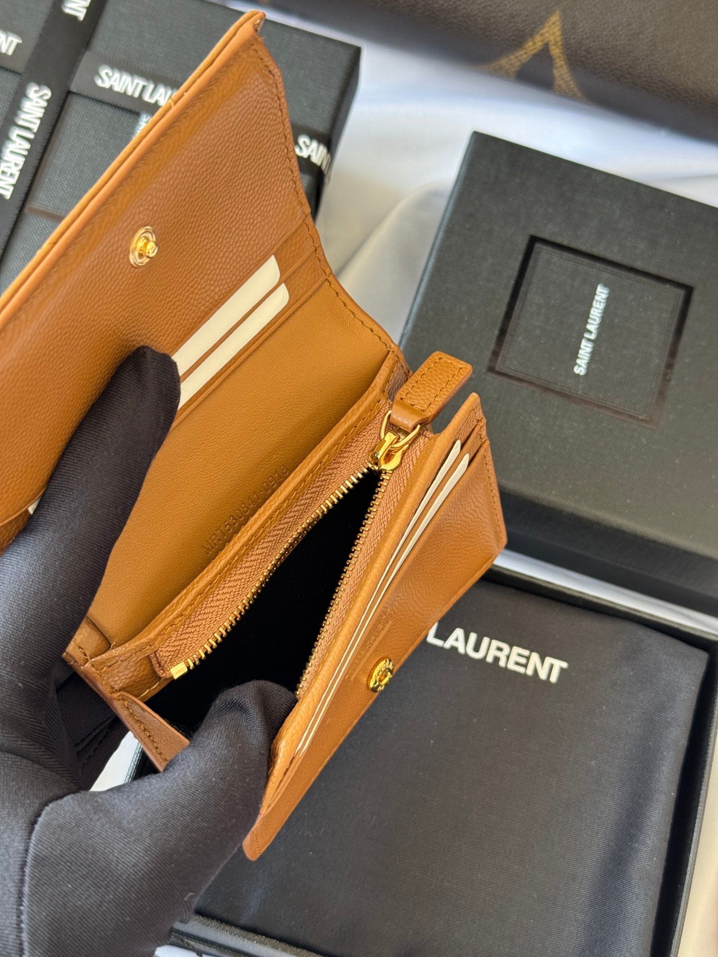 YSL Wallet Brown Gold Cowhide 240576 mysite