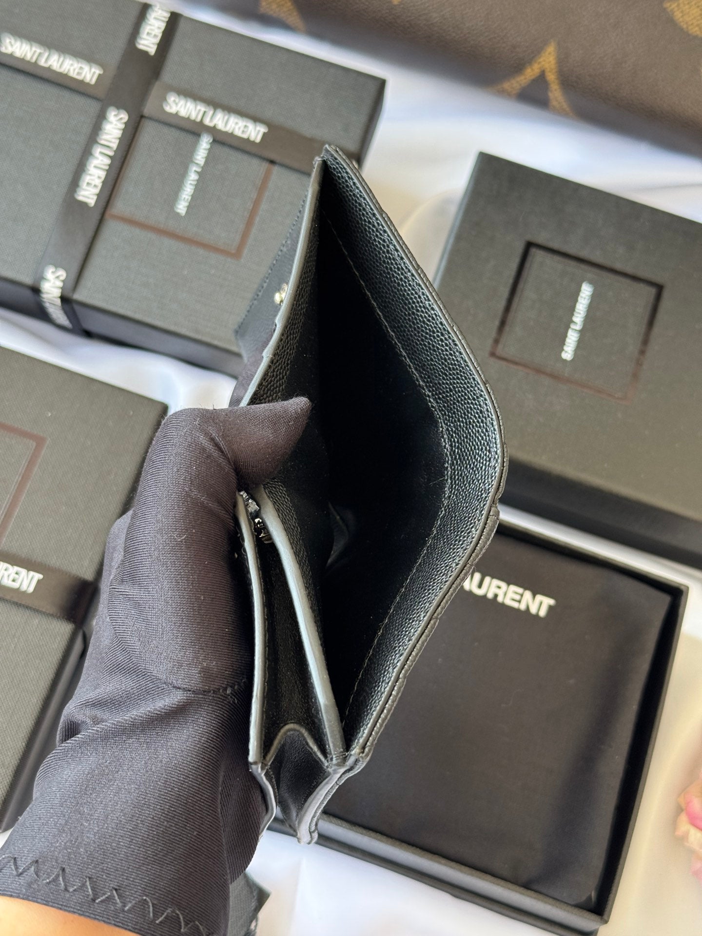 YSL Wallet Black Silver Cowhide 240574 mysite