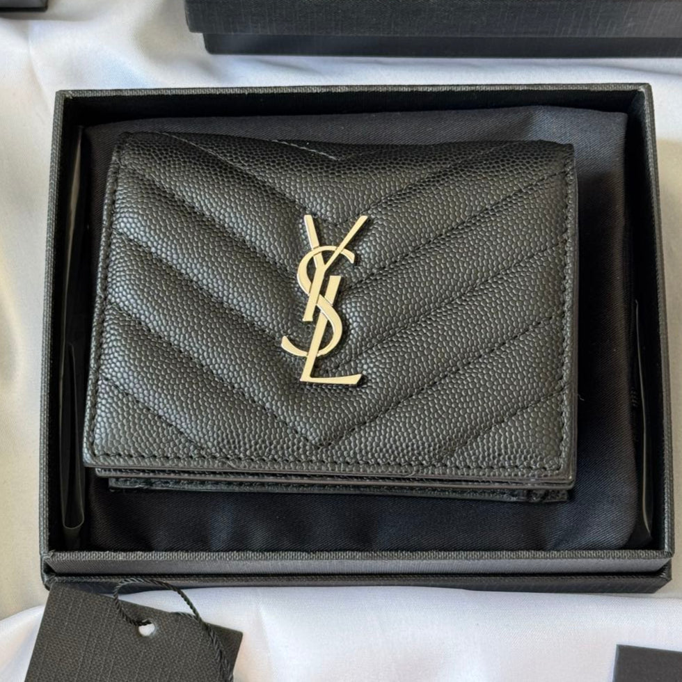 YSL Wallet Black Silver Cowhide 240574 mysite