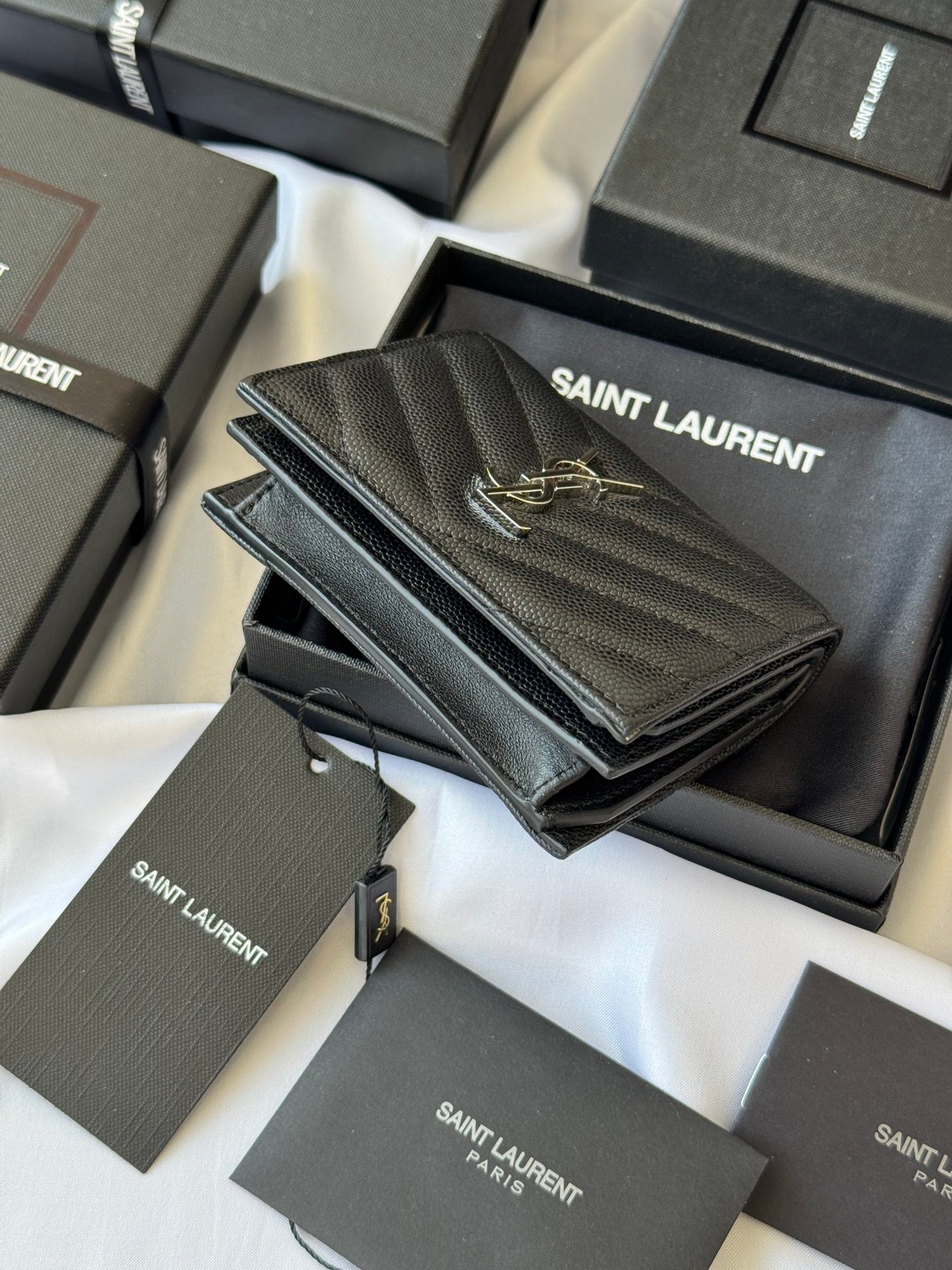 YSL Wallet Black Silver Cowhide 240574 mysite