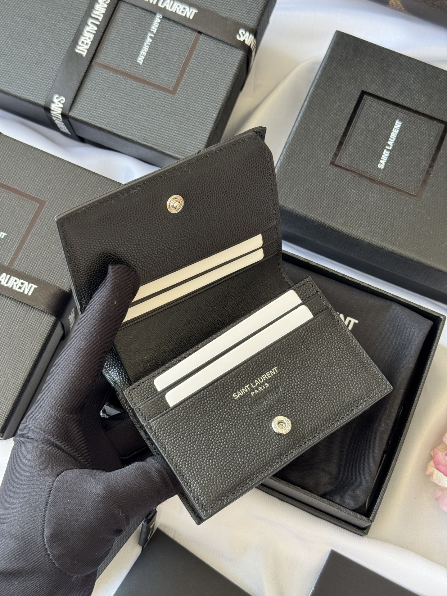 YSL Wallet Black Silver Cowhide 240574 mysite