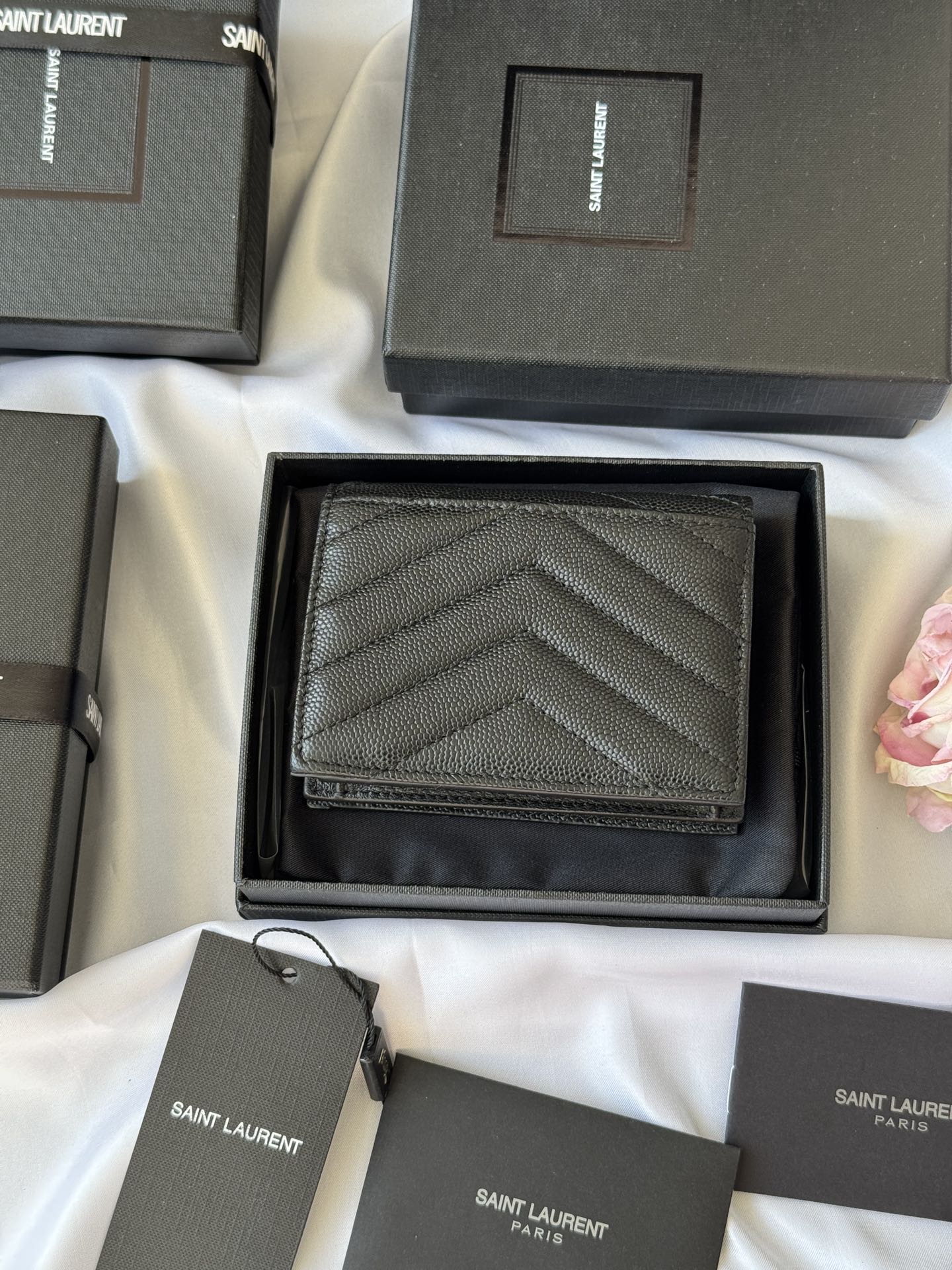 YSL Wallet Black Gold Cowhide 240572 mysite