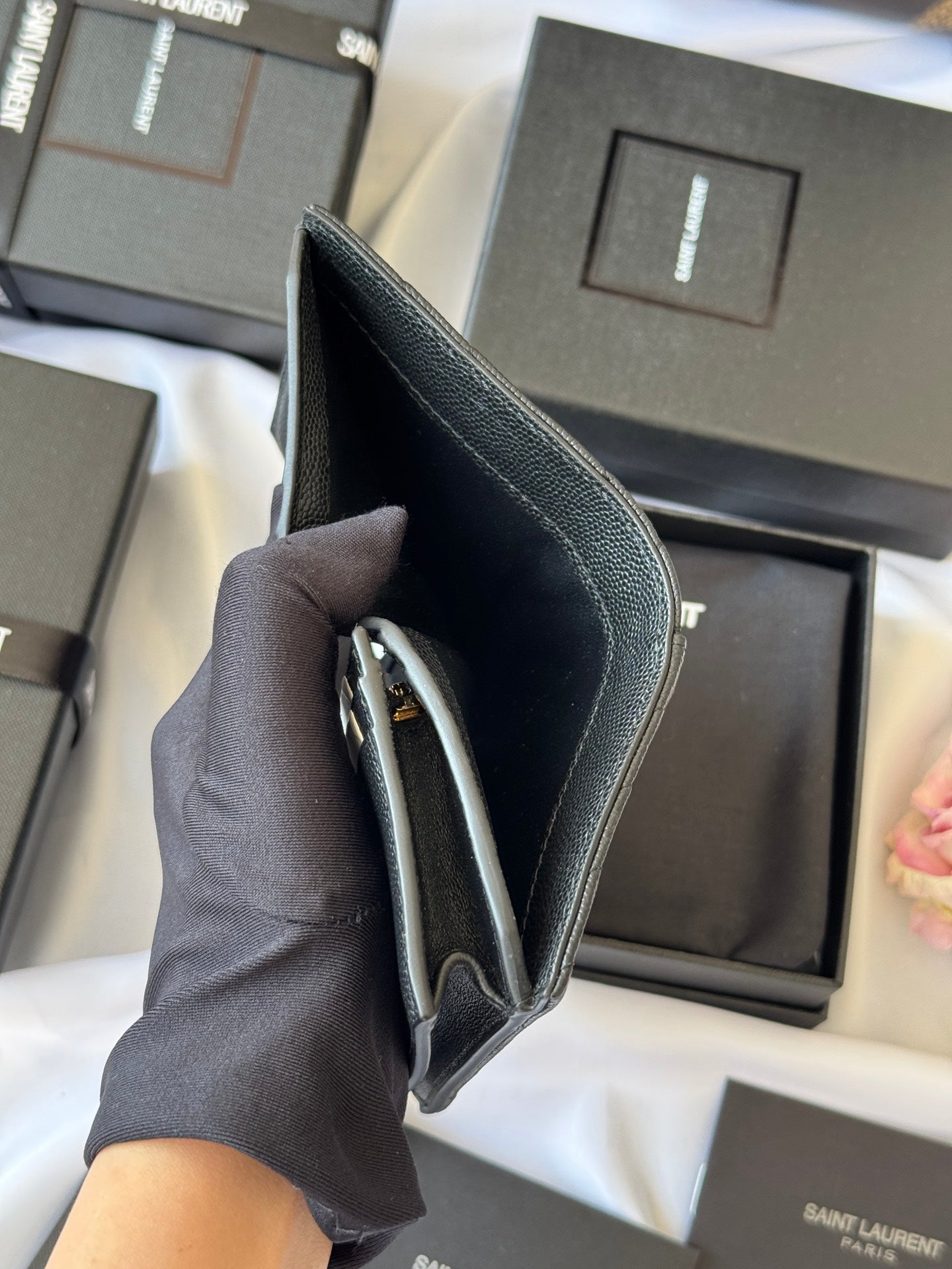 YSL Wallet Black Gold Cowhide 240572 mysite