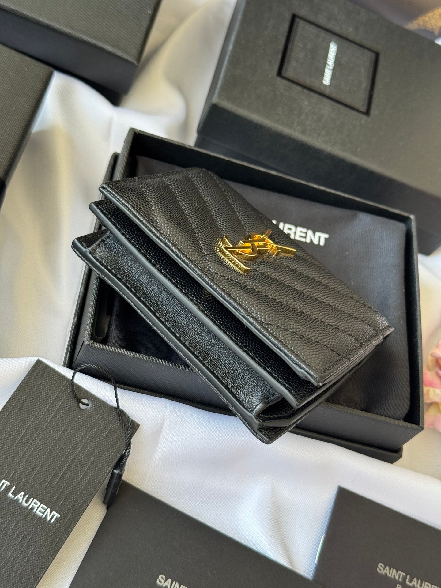 YSL Wallet Black Gold Cowhide 240572 mysite