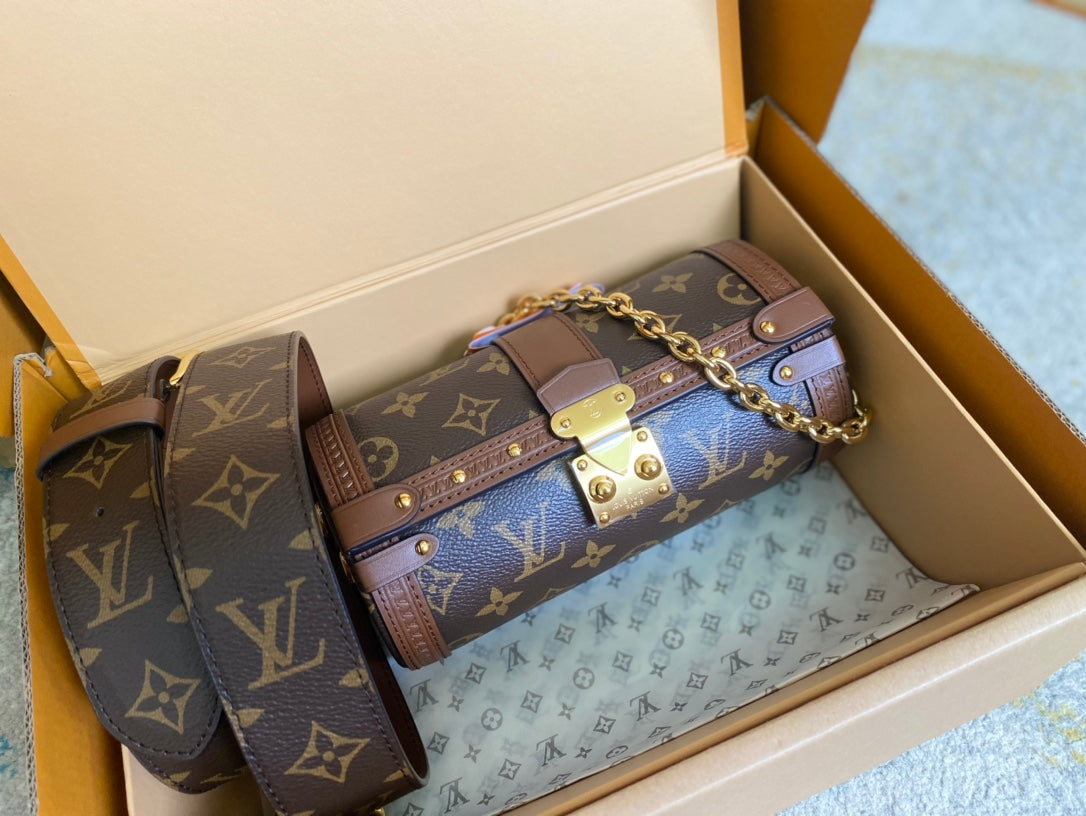 PAPILLON TRUNK 19 IN BROWN MONOGRAM CANVAS GOLD HARDWARE mysite