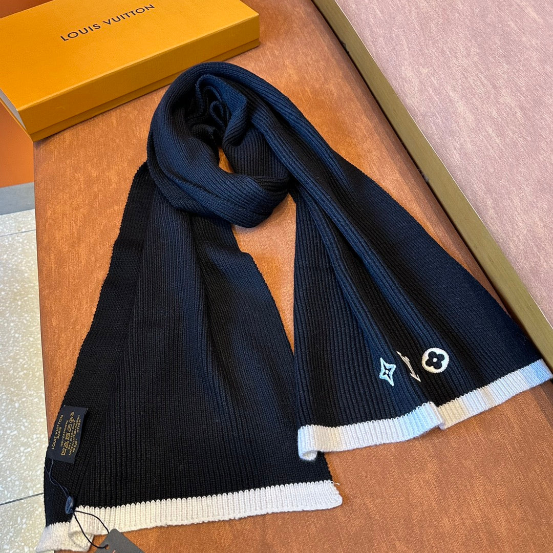 HEADLINE SCARF 200 CM IN BLACK WOOL 108956 mysite