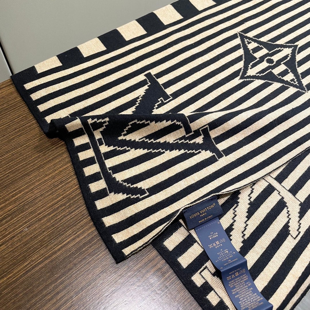 GRAPHICAL 180 CM SCARF IN TORTILLA BROWN MIX BLACK CASHMERE 388202 mysite