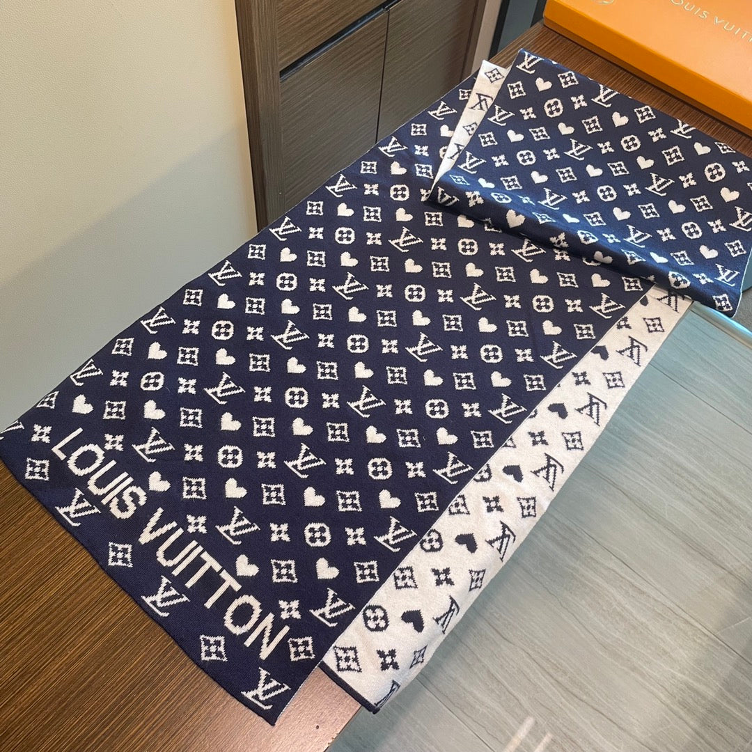 GAME ON SCARF 180 CM IN NAVY BLUE CASHMERE 394761 mysite